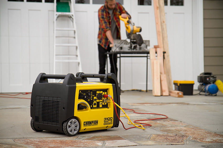 Generator in front of carpenter