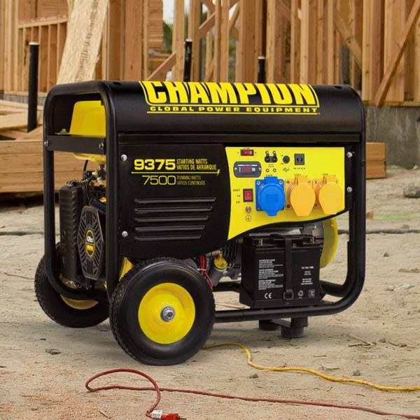A Champion frame type generator on a construction site