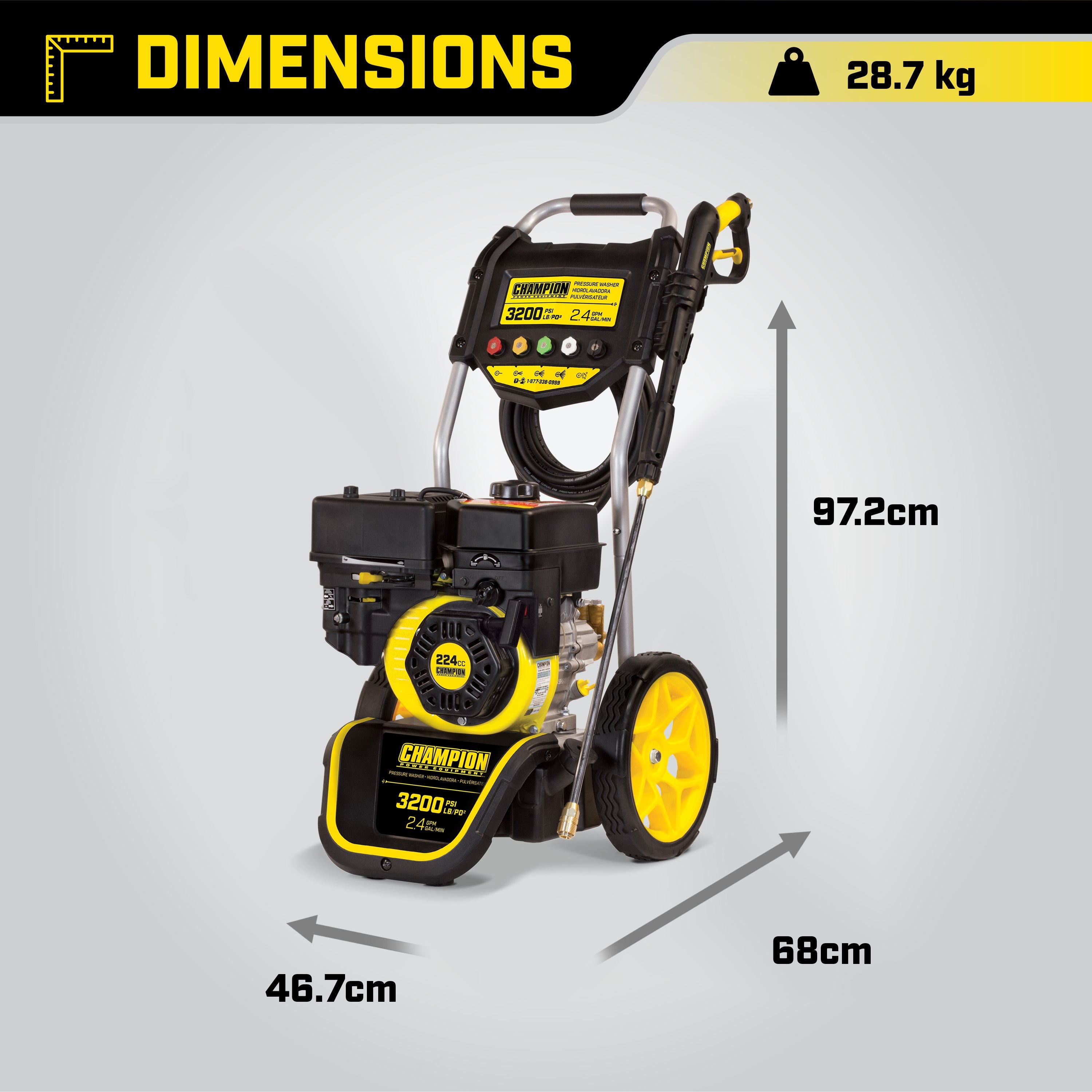 Champion Petrol Pressure Washer 220 Bar (3200 PSI) 9.0 LPM - Bimson Power