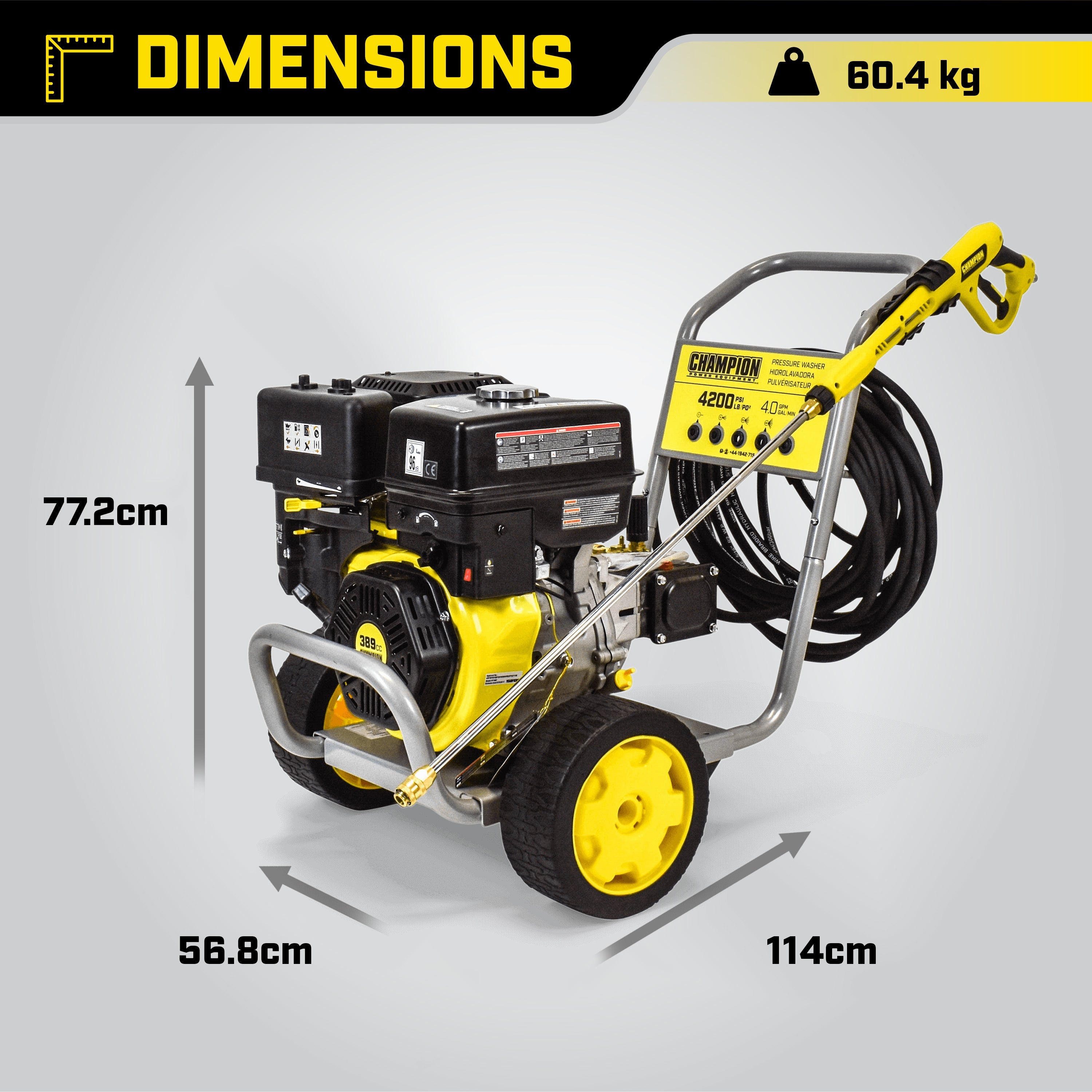 Champion Petrol Pressure Washer 289 Bar (4200 PSI) 15.1 LPM - Bimson Power