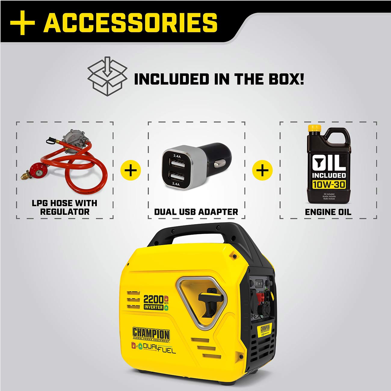 Champion 2200 Watt "Mighty Atom" Dual Fuel Inverter Generator