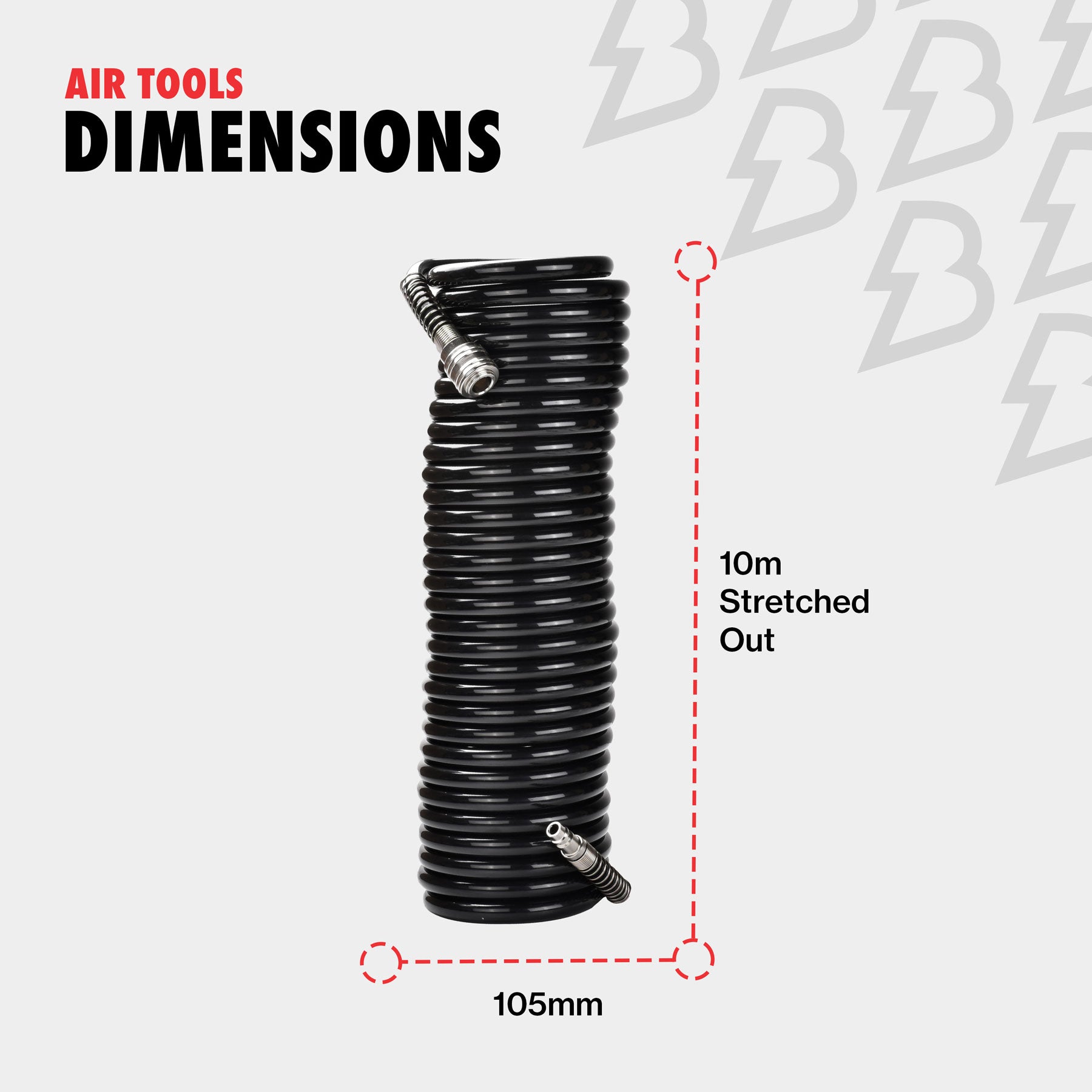 10m Coiled Air Hose 1/4 BSP - Bimson Power