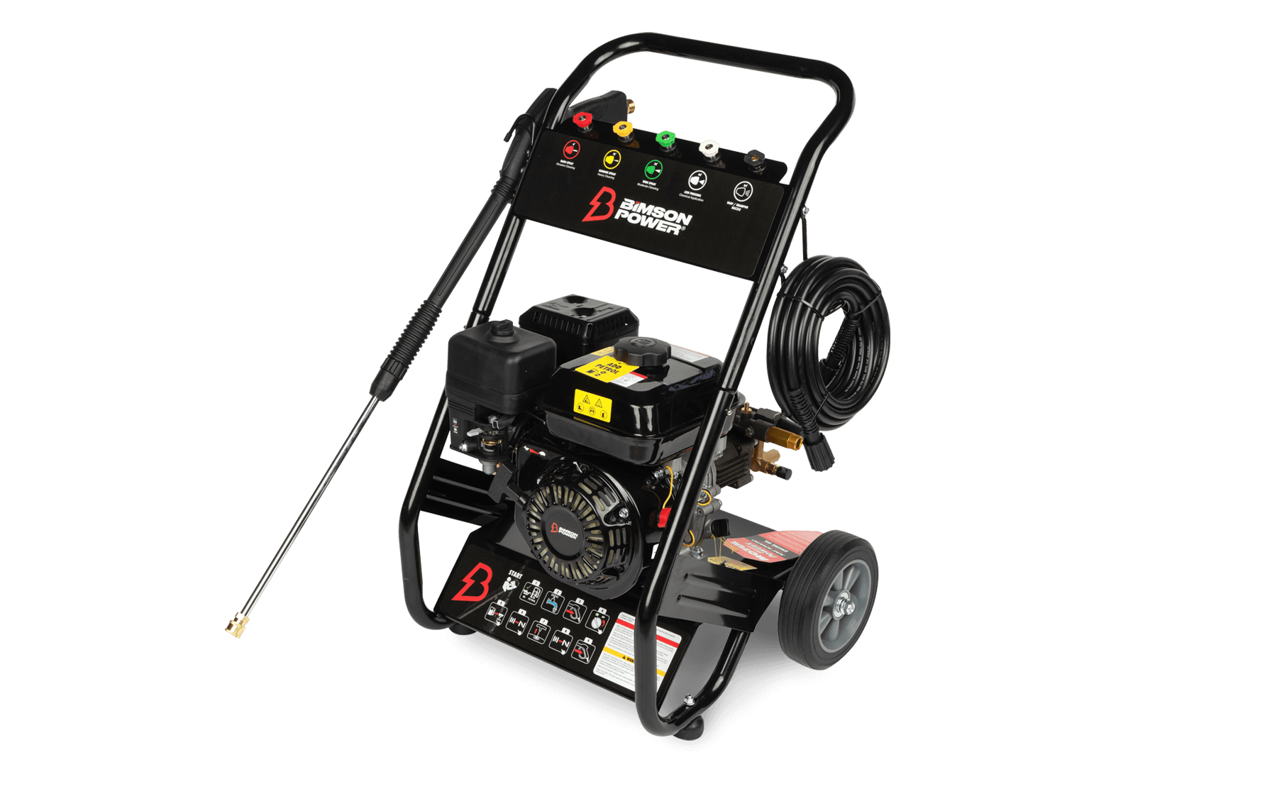 Bimson Power Petrol Pressure Washer 200 Bar (2900 PSI) 9 LPM - 8m hose