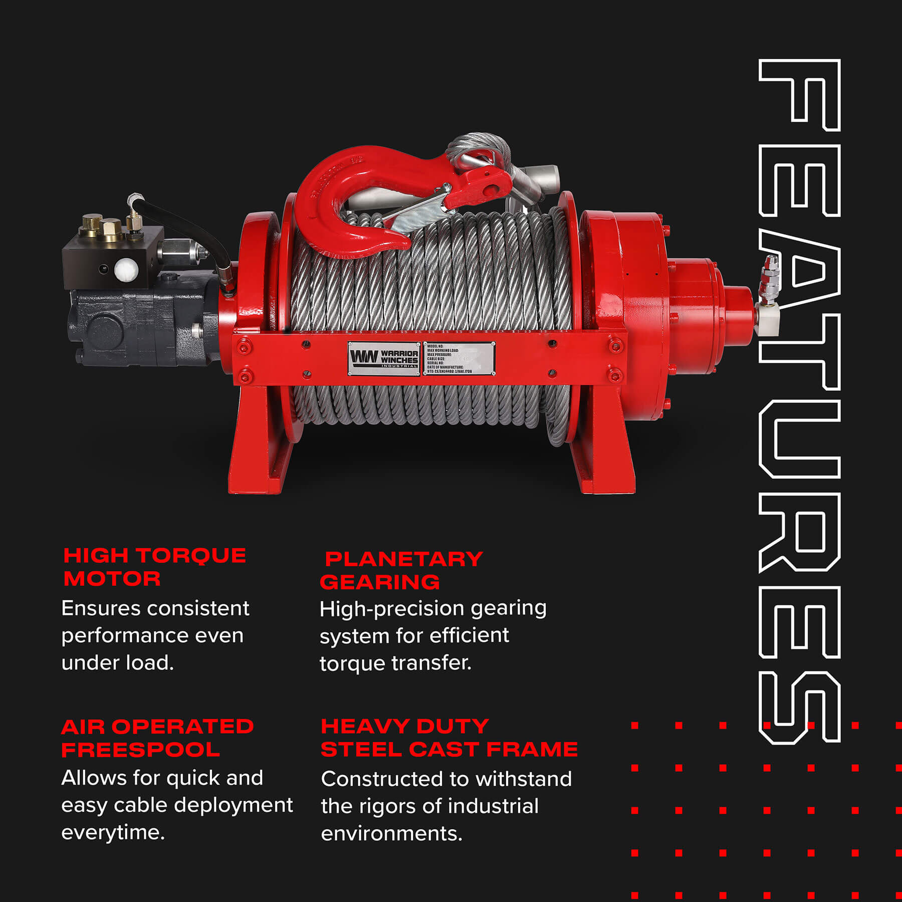 JR 10 Tonne Industrial Hydraulic Winch - Bimson Power