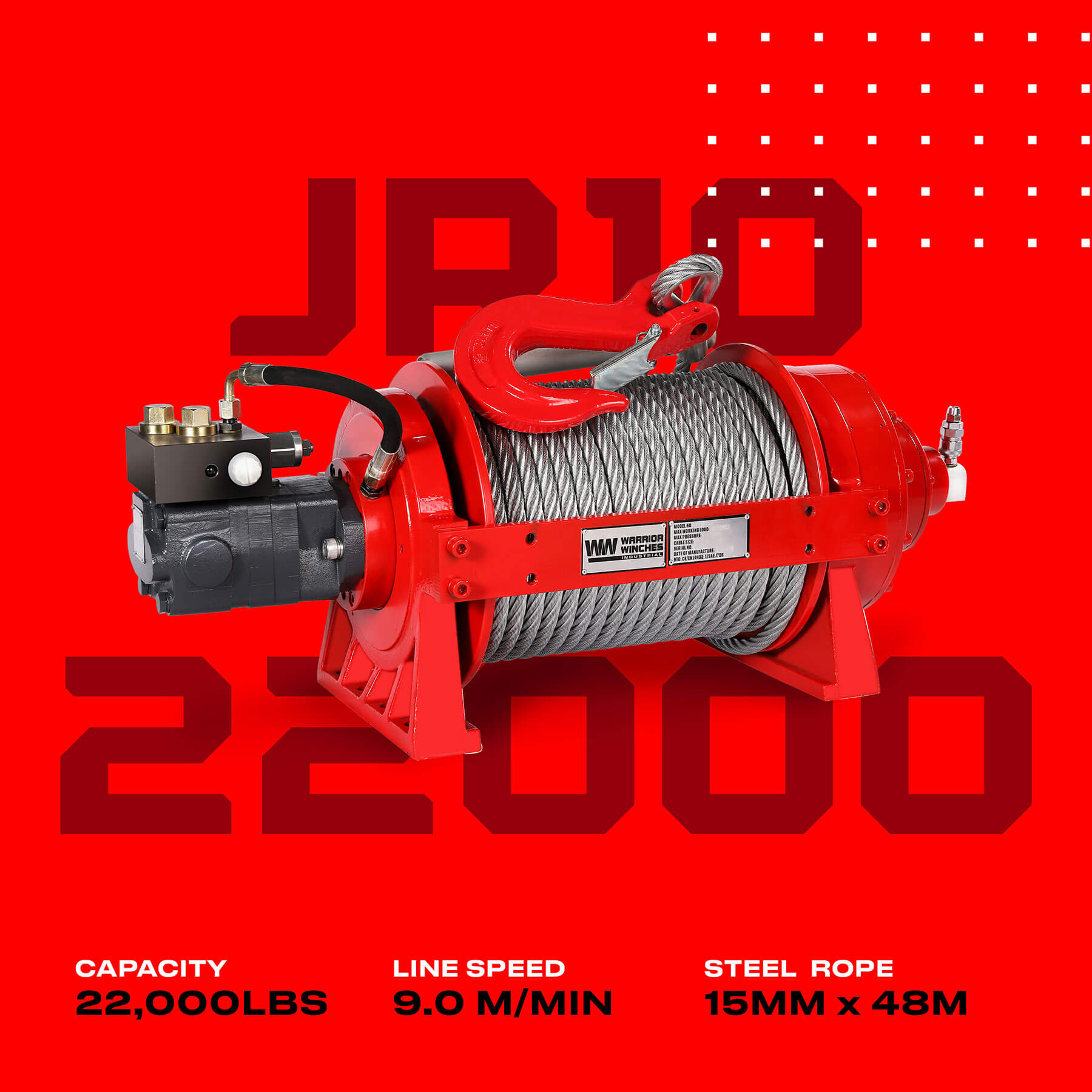 JR 10 Tonne Industrial Hydraulic Winch - Bimson Power