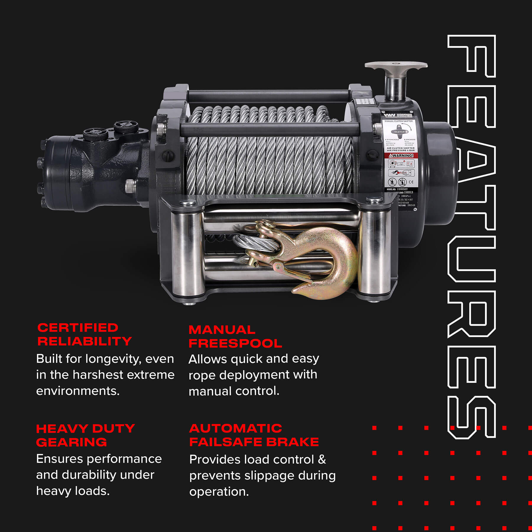 NH 15000 Hydraulic Winch - Bimson Power
