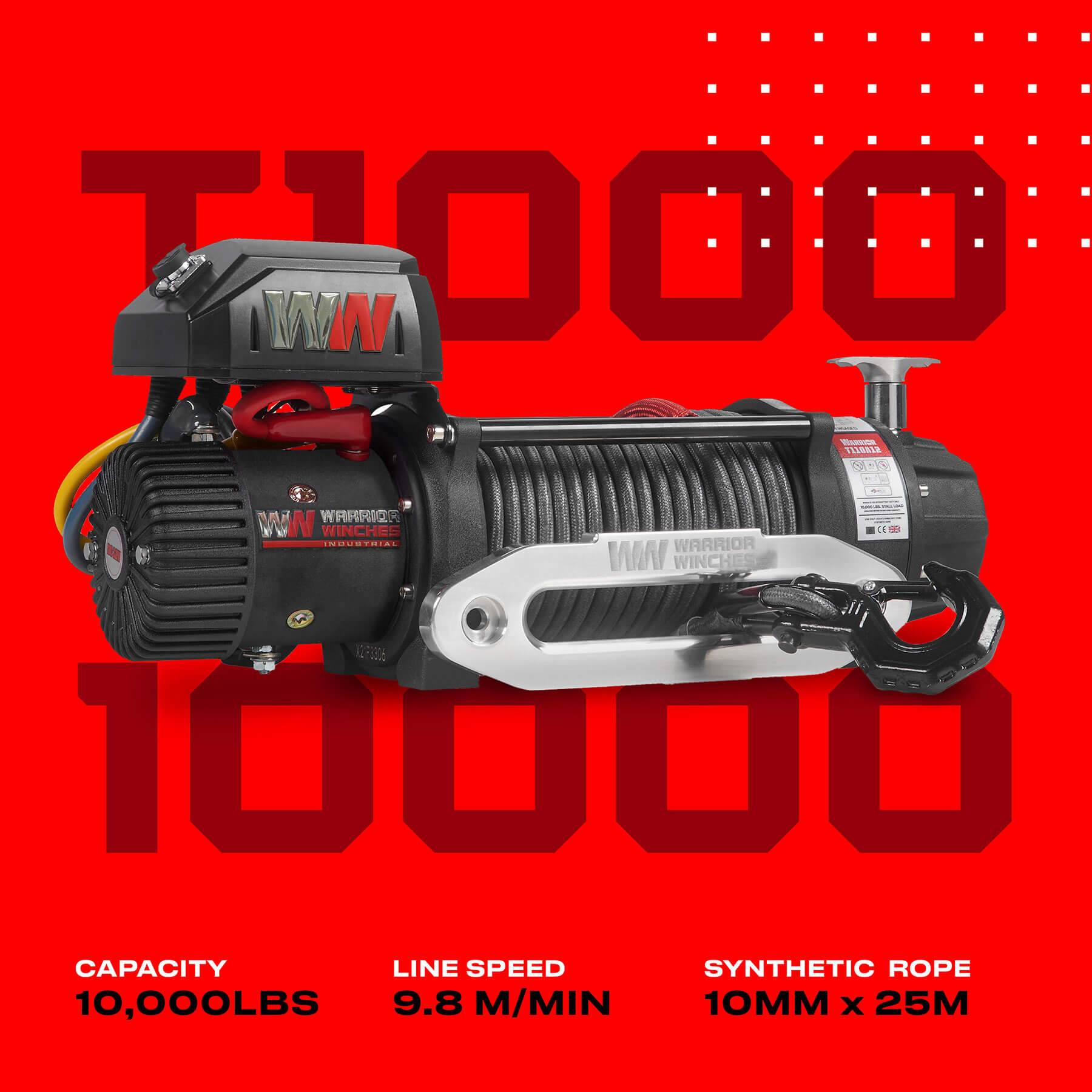 T1000 10000lb Electric Winch - 12v Synthetic Rope - Bimson Power