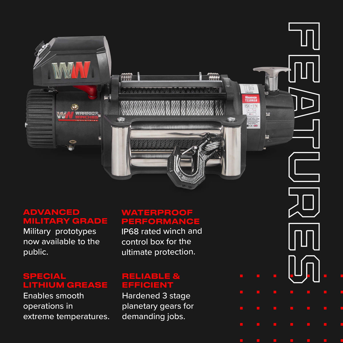 T1000 10000lb Electric Winch - 12v Steel Rope - Bimson Power