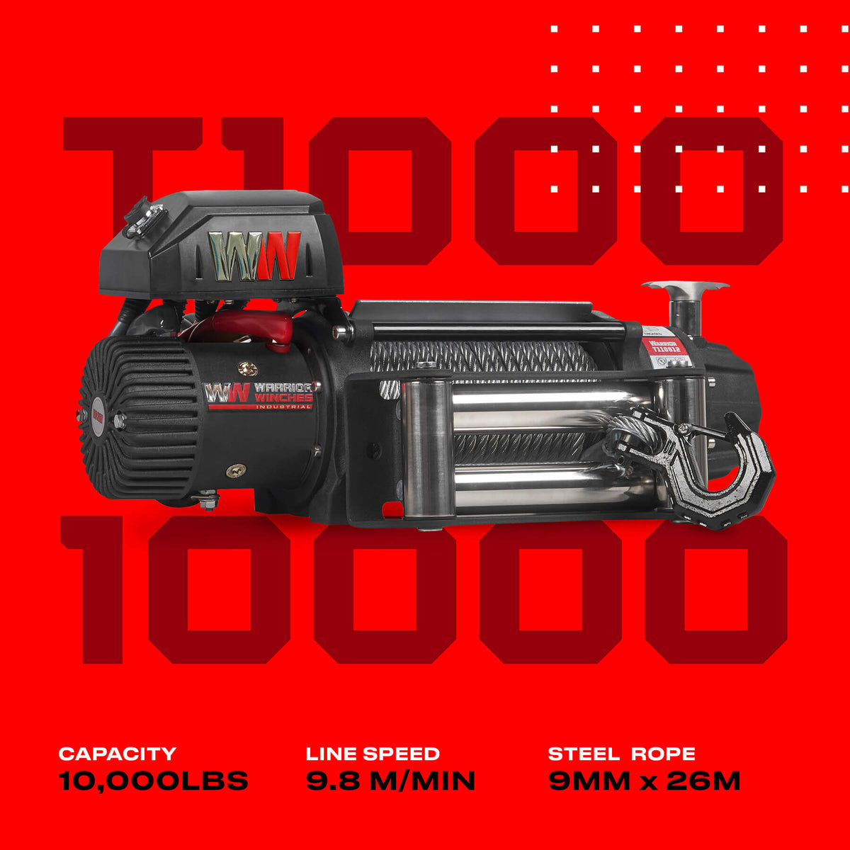 T1000 10000lb Electric Winch - 12v Steel Rope - Bimson Power