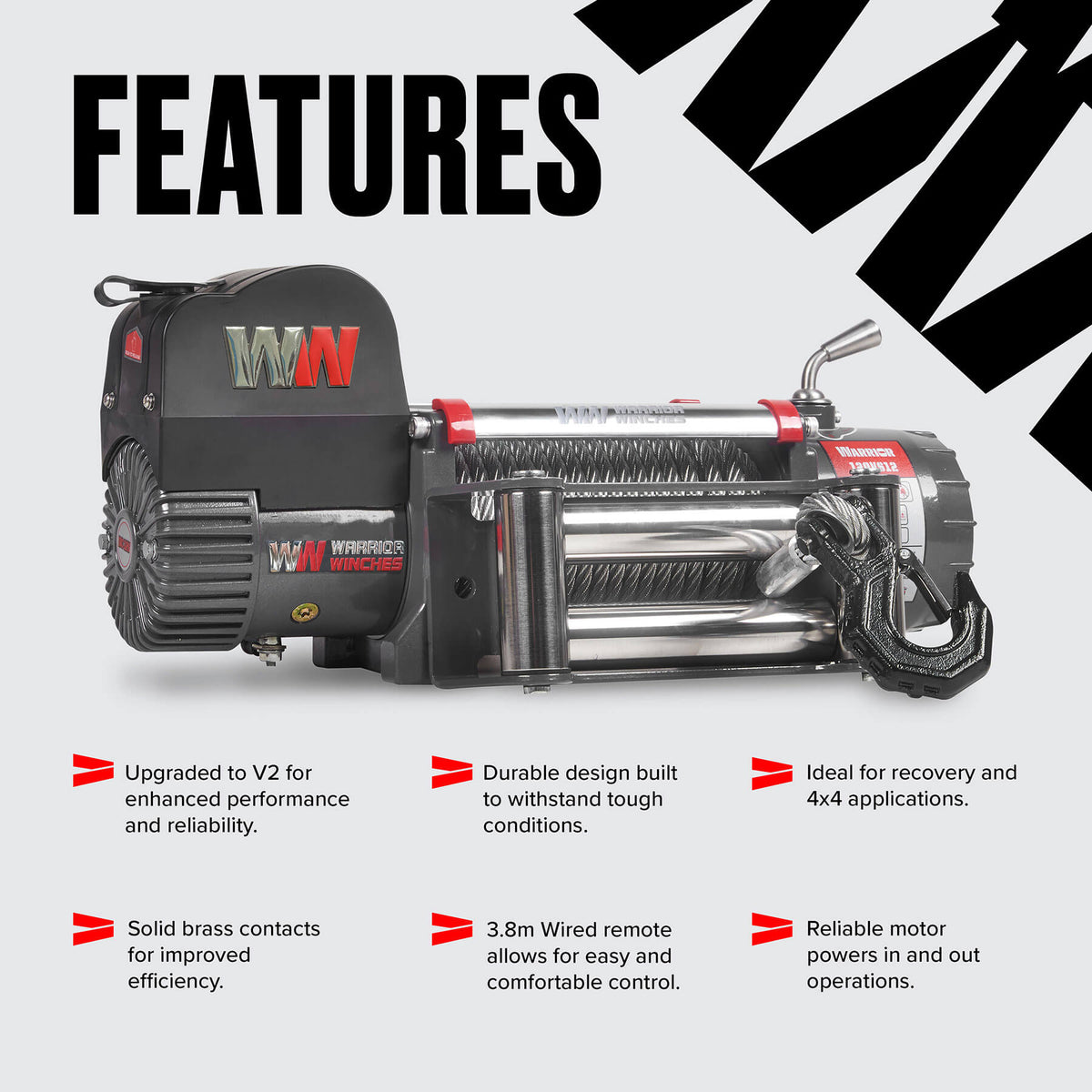 Samurai 12000 Electric Winch - 24v Steel Rope - Bimson Power