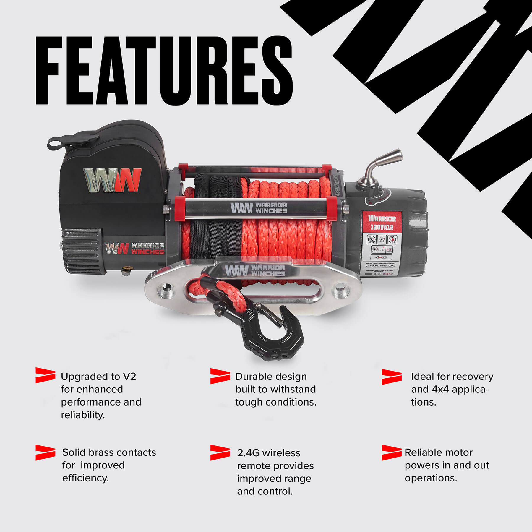 Samurai 12000 Electric Winch - 24v Synthetic Rope - Bimson Power
