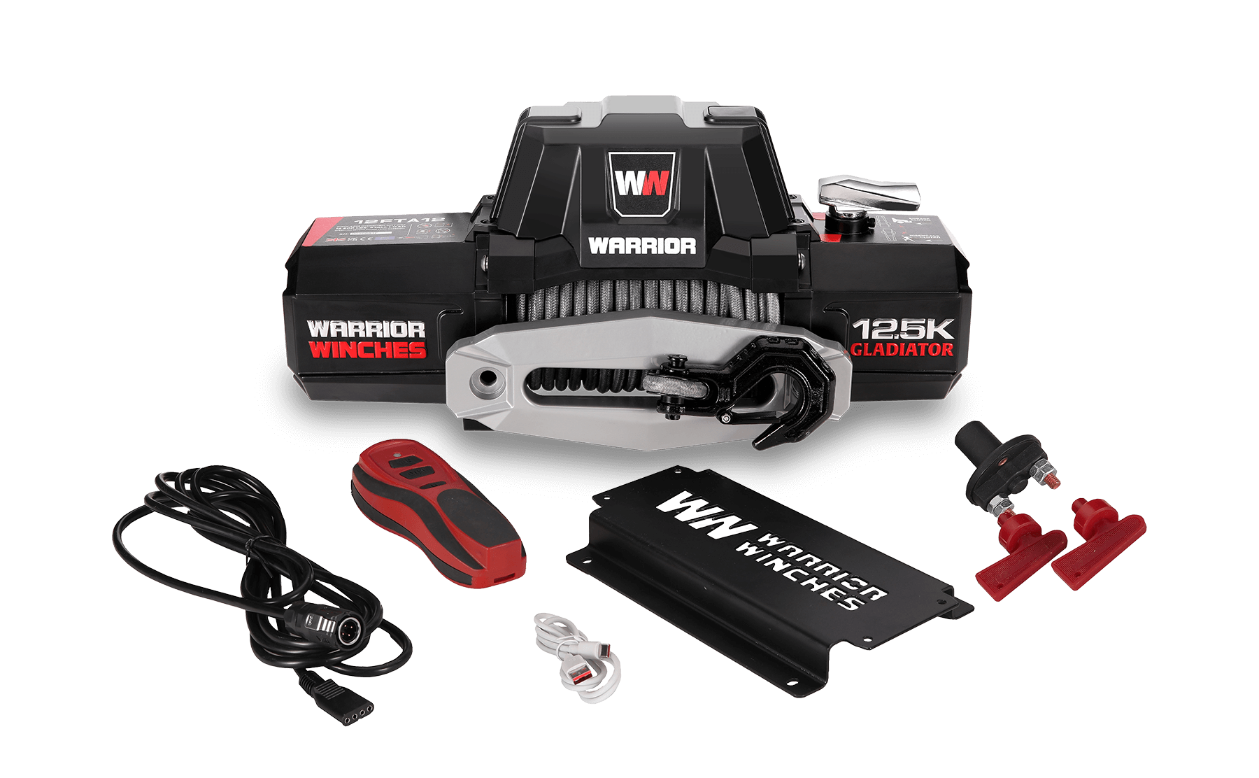 Gladiator F-Type 12500 Electric Winch - 12v Synthetic Rope