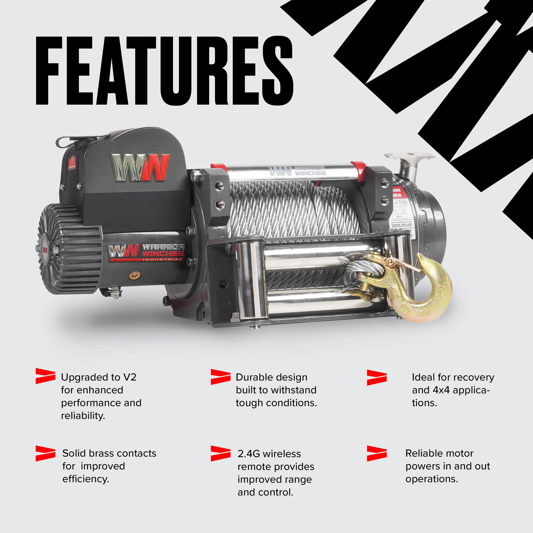 Samurai 17500 Electric Winch - 24v Steel Rope - Bimson Power