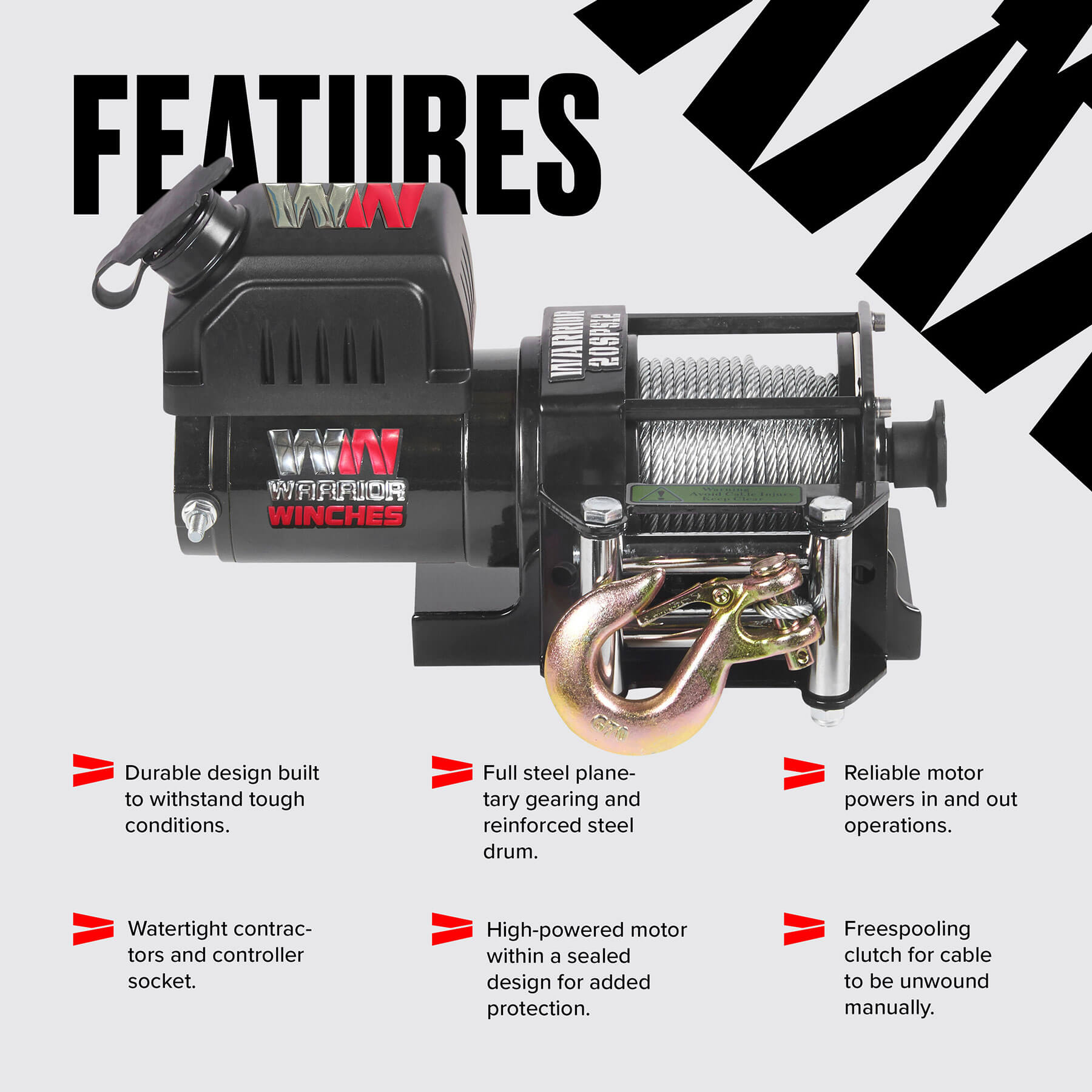 Ninja 2000 Electric Winch - 24v Steel Rope - Bimson Power