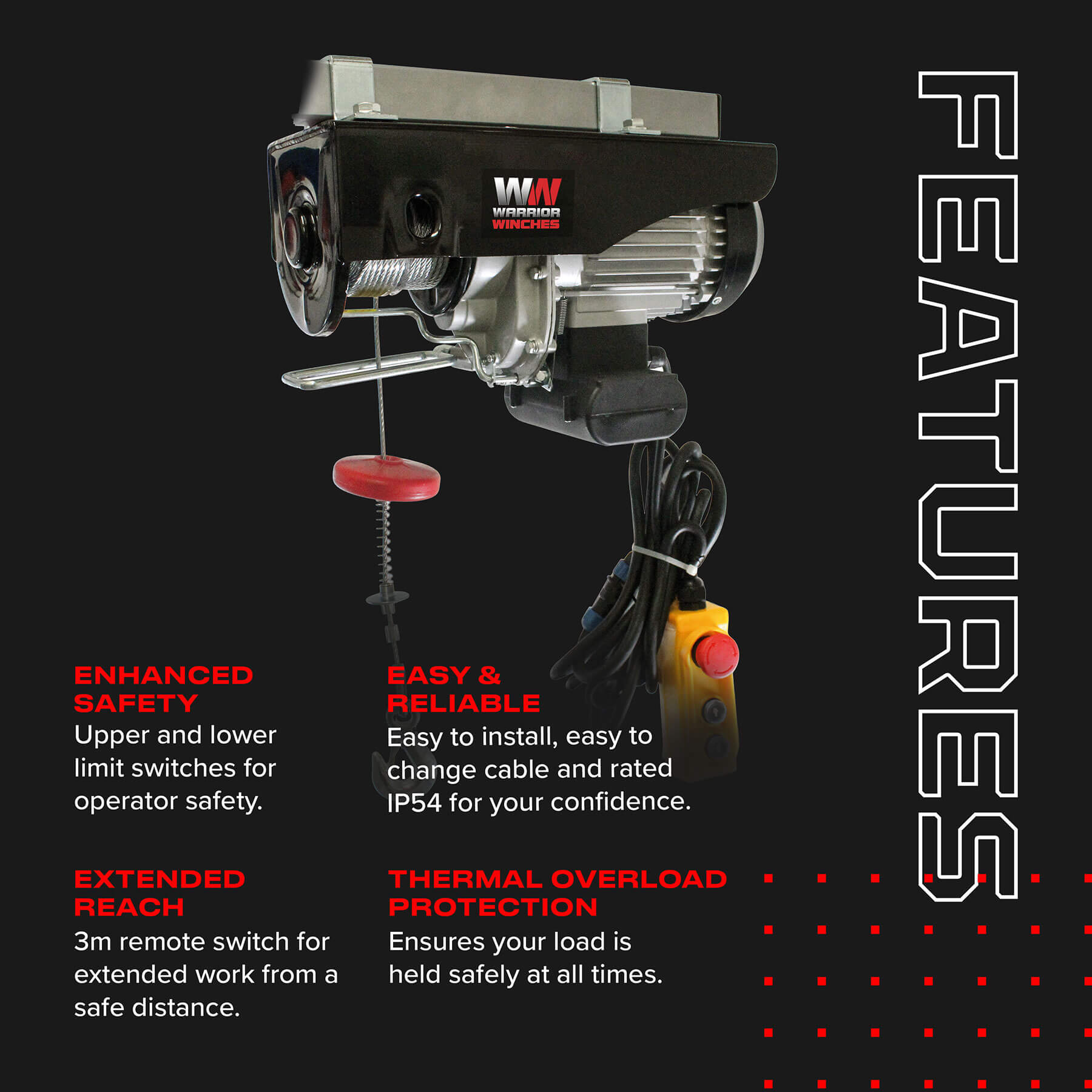 Warrior 500kg Electric Hoist - 240v - Bimson Power