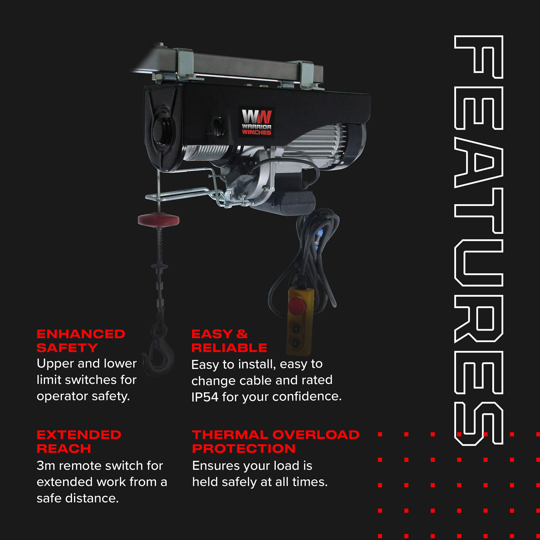 Warrior 1000kg Electric Hoist - 240v - Bimson Power