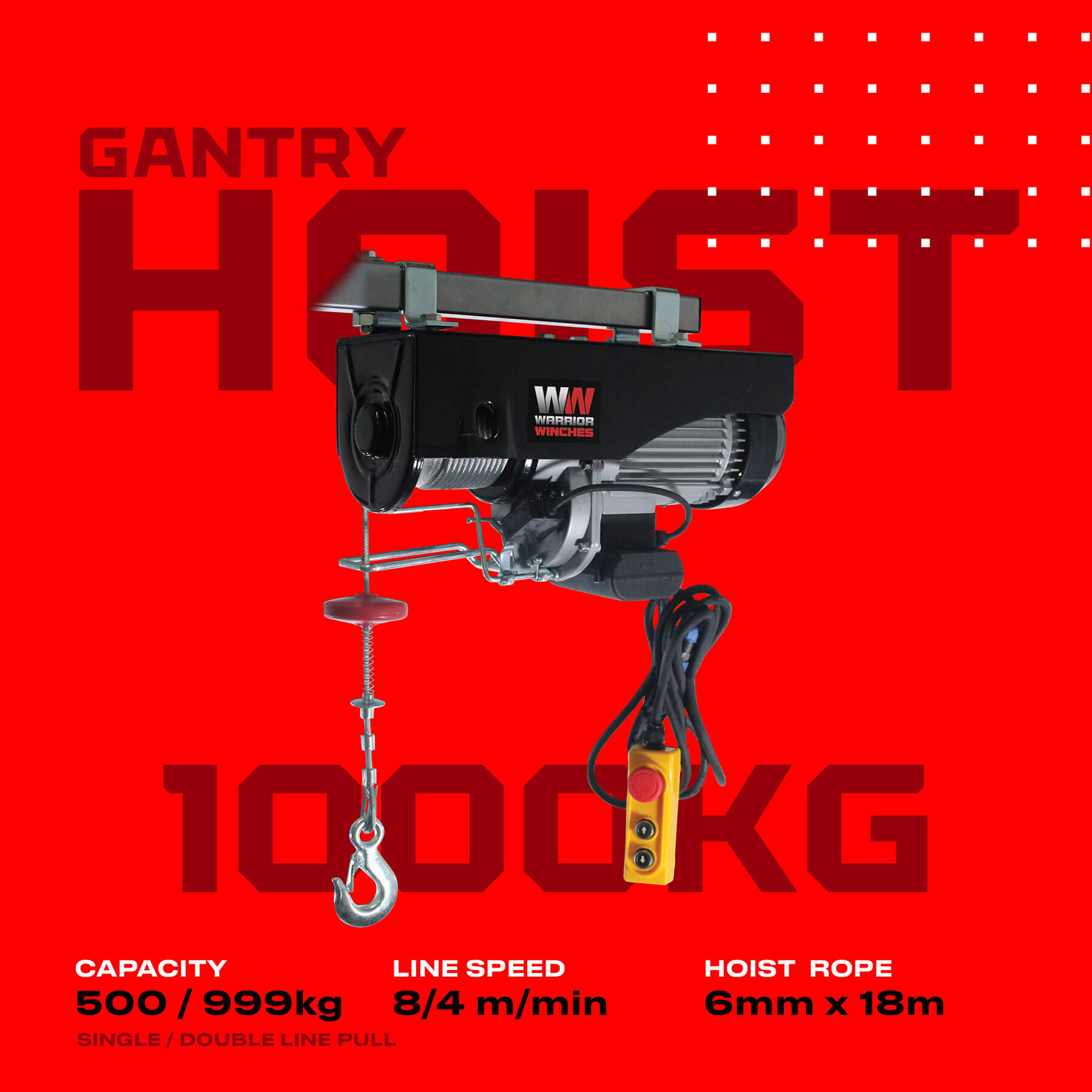 Warrior 1000kg Electric Hoist - 240v - Bimson Power