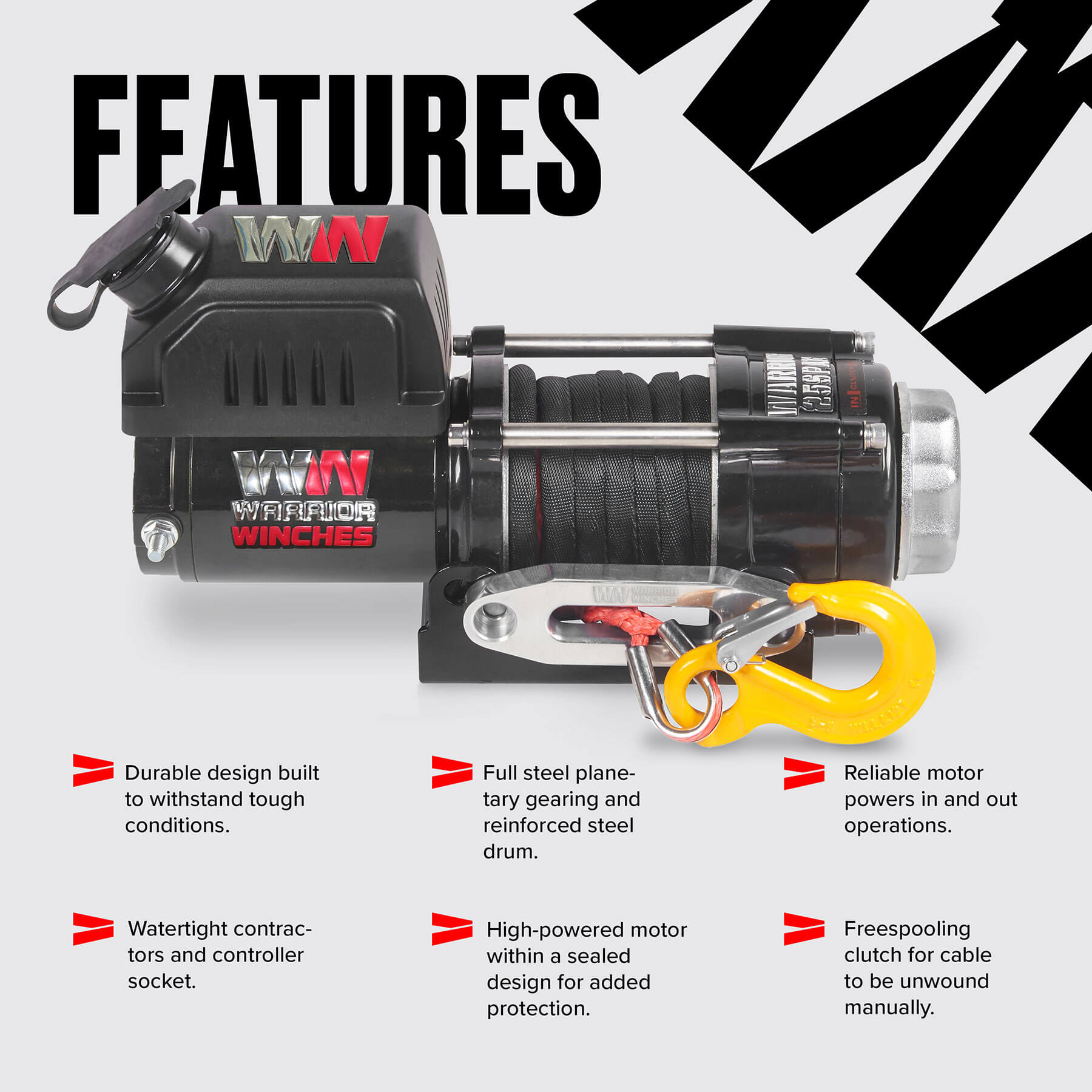 Ninja 2500 Electric Winch - 24v Synthetic Rope - Bimson Power