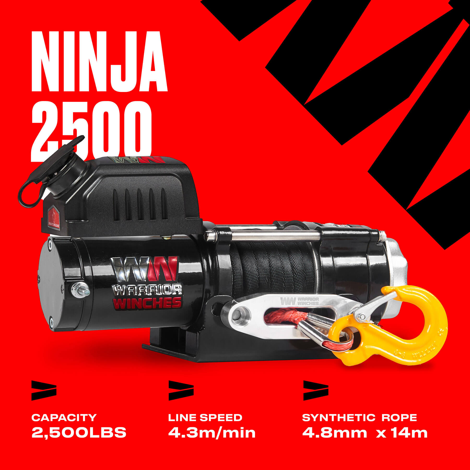 Ninja 2500 Electric Winch - 24v Synthetic Rope - Bimson Power