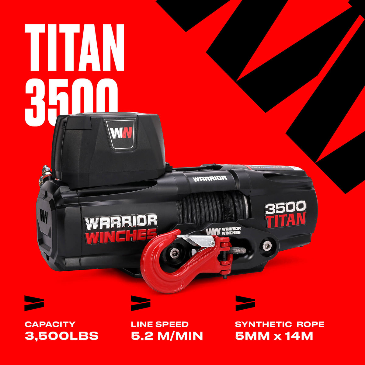 Titan 3500 Electric Winch - 12v Synthetic Rope - Bimson Power