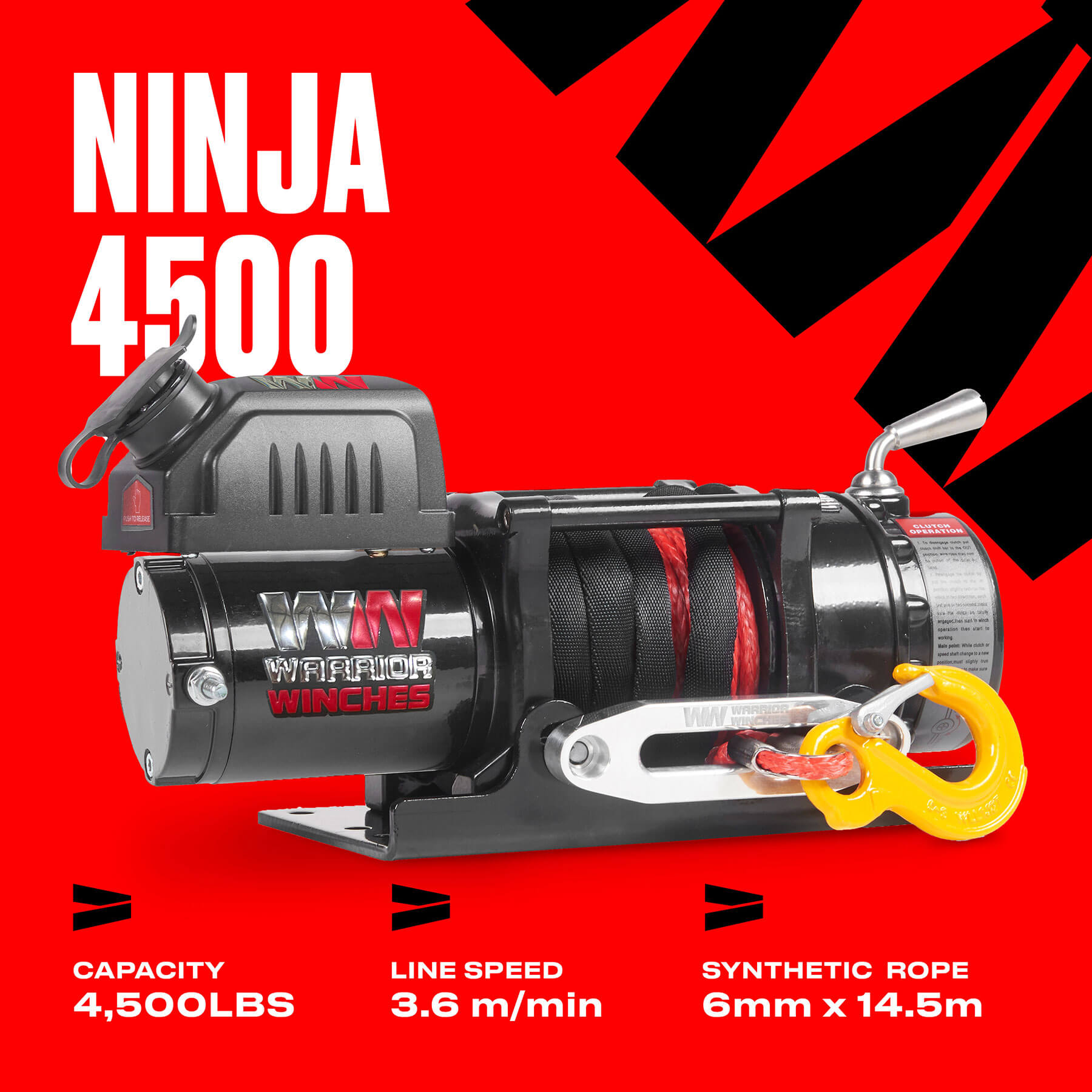 Ninja 4500 Electric Winch - 12v Synthetic Rope