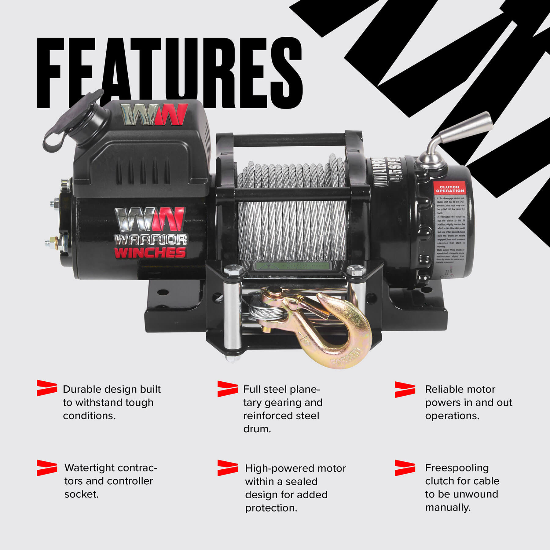 Ninja 4500 Electric Winch - 12v Steel Rope