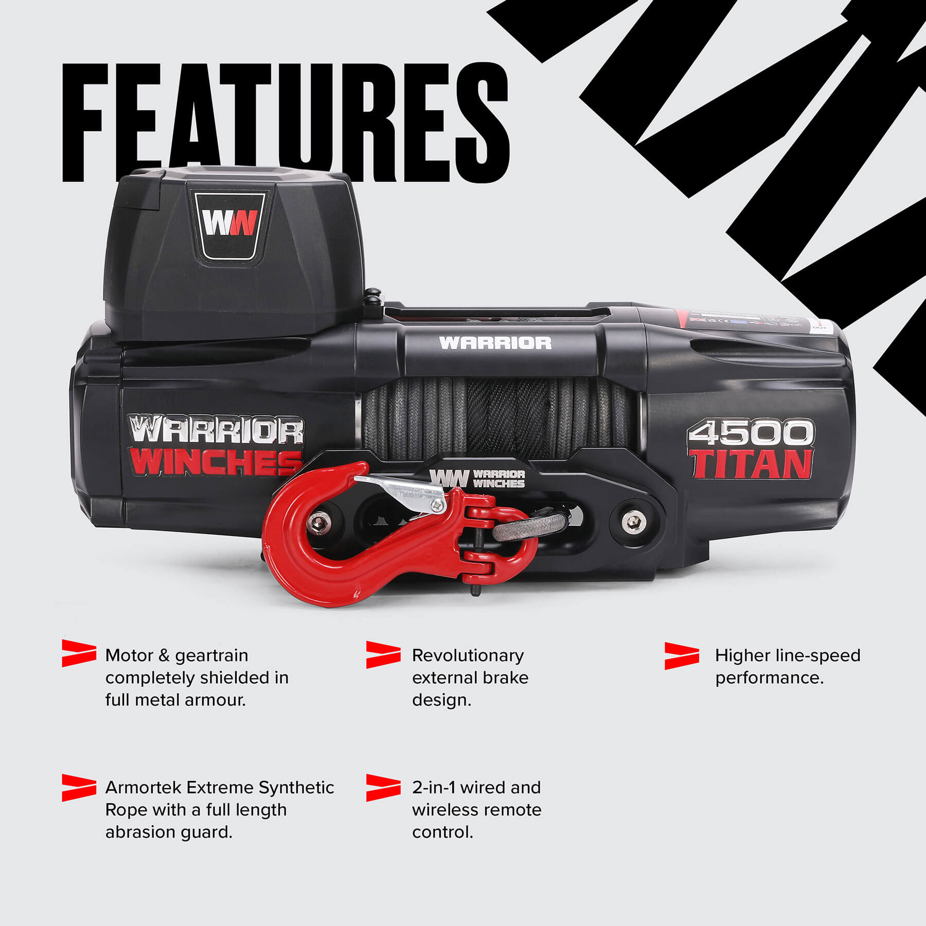 Titan 4500 Electric Winch - 12v Synthetic Rope - Bimson Power