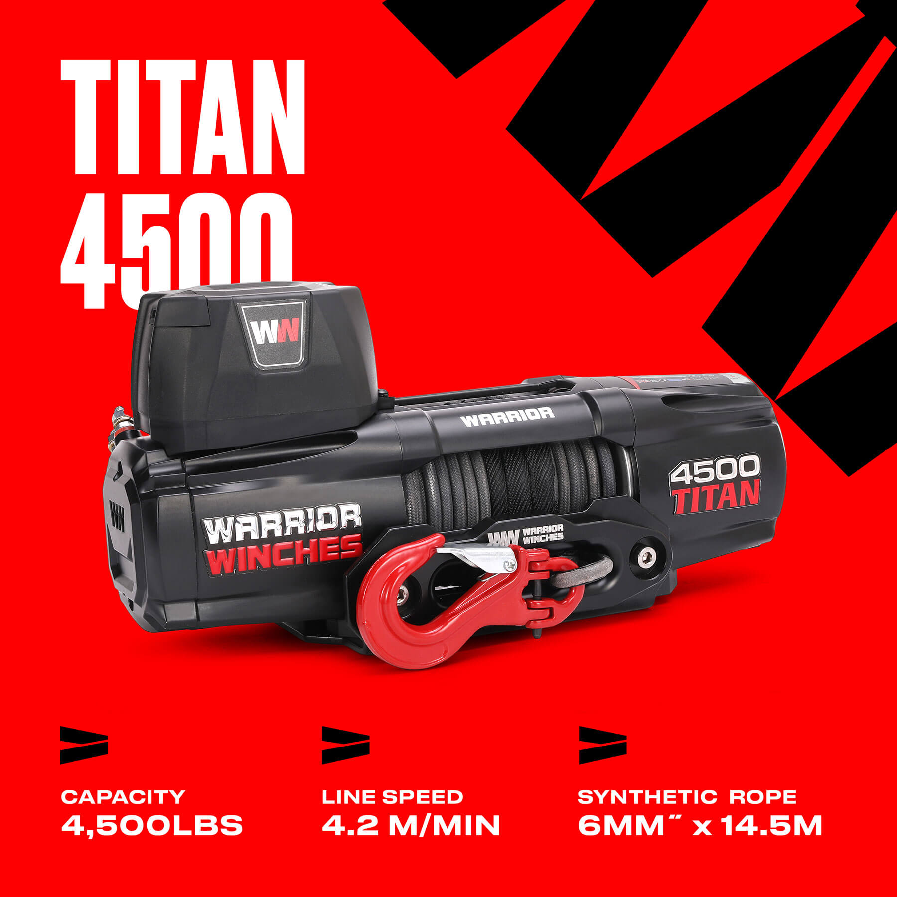 Titan 4500 Electric Winch - 12v Synthetic Rope - Bimson Power