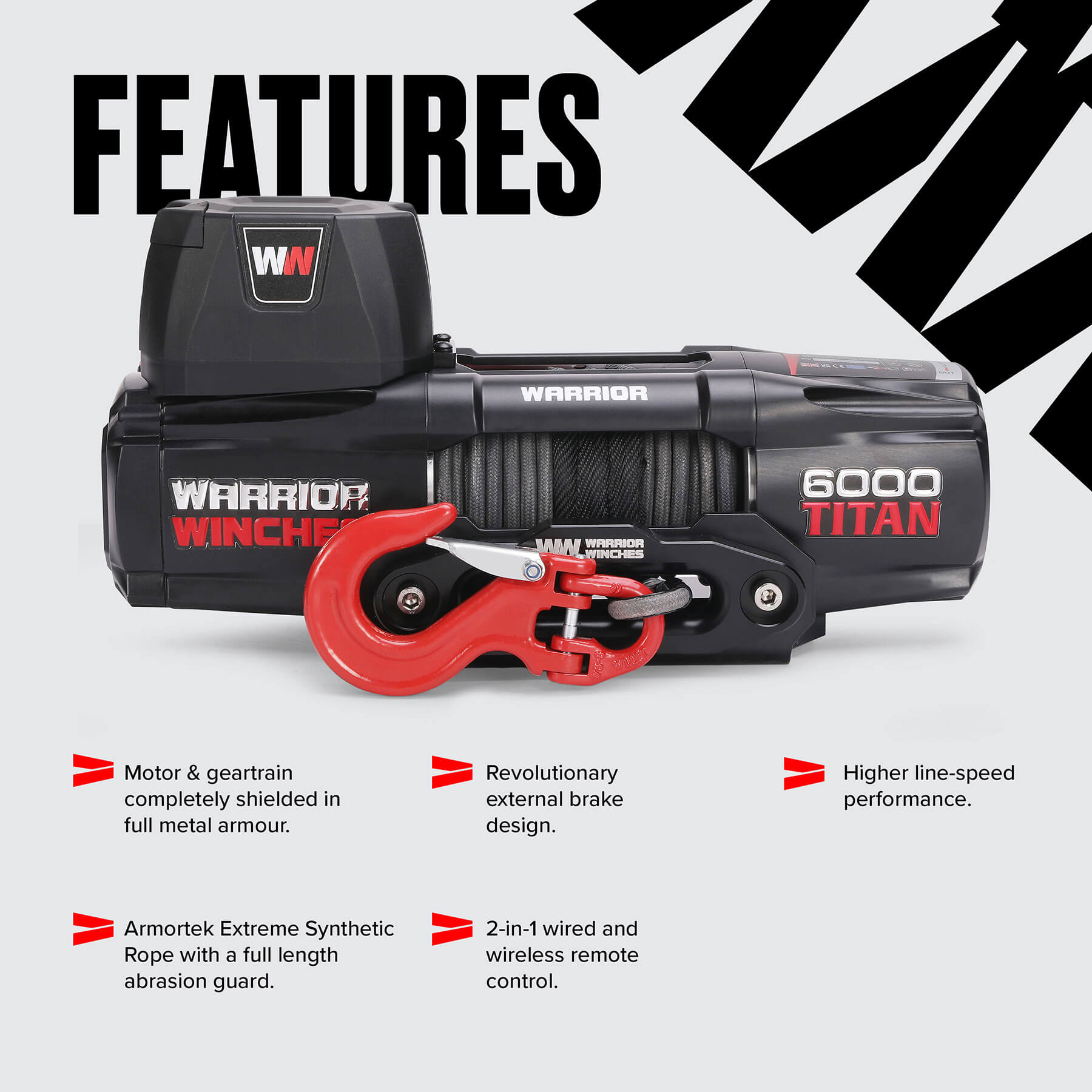 Titan 6000lb Electric Winch - 12v Synthetic Rope - Bimson Power