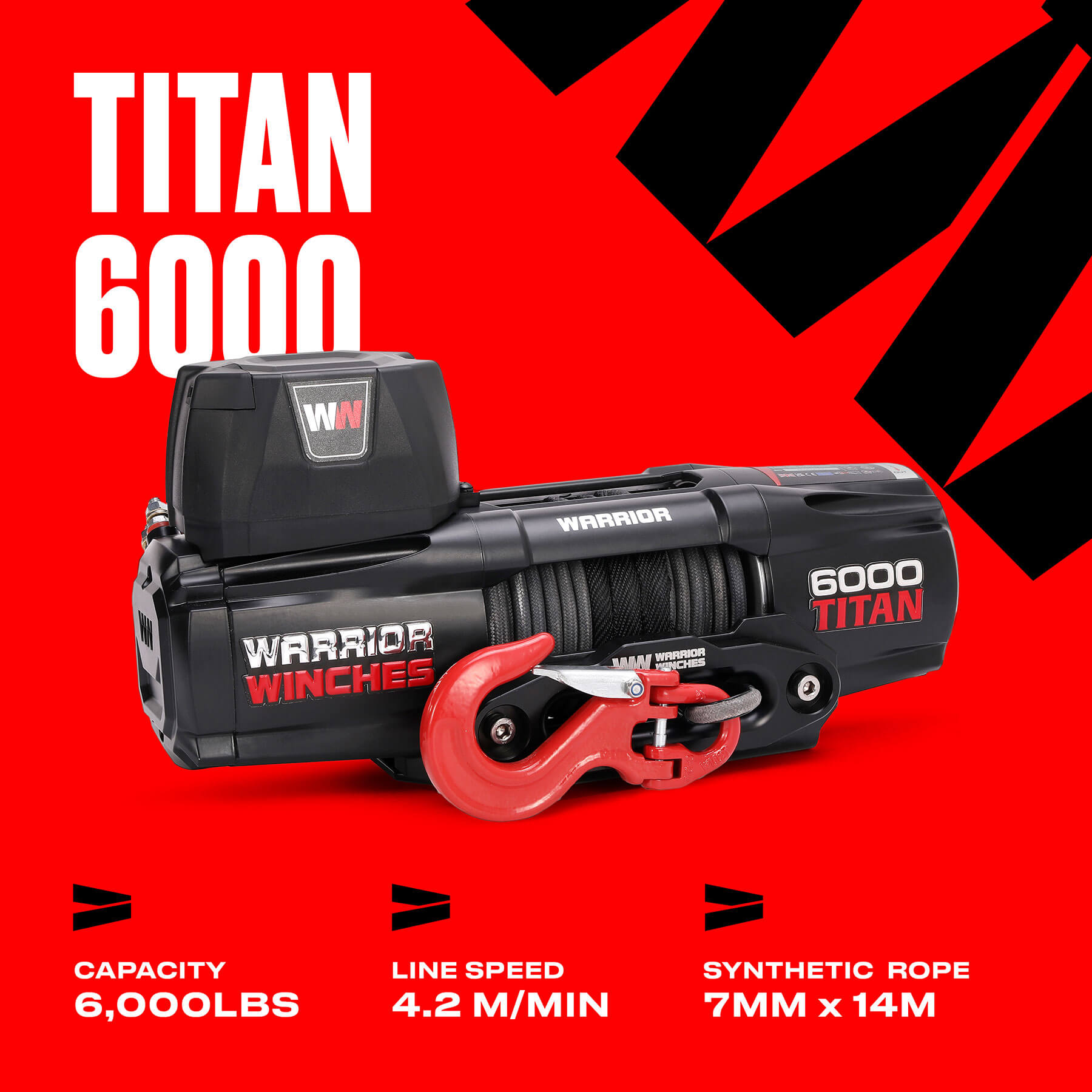 Titan 6000lb Electric Winch - 12v Synthetic Rope - Bimson Power