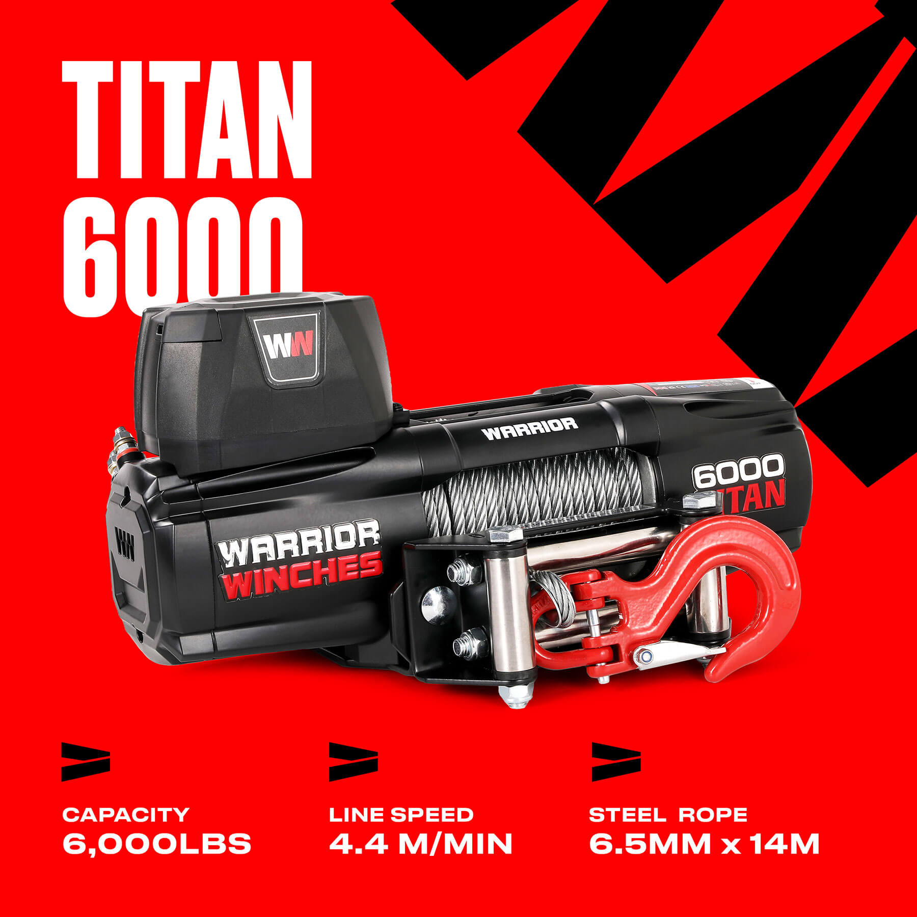 Titan 6000lb Electric Winch - 24v Steel Rope - Bimson Power