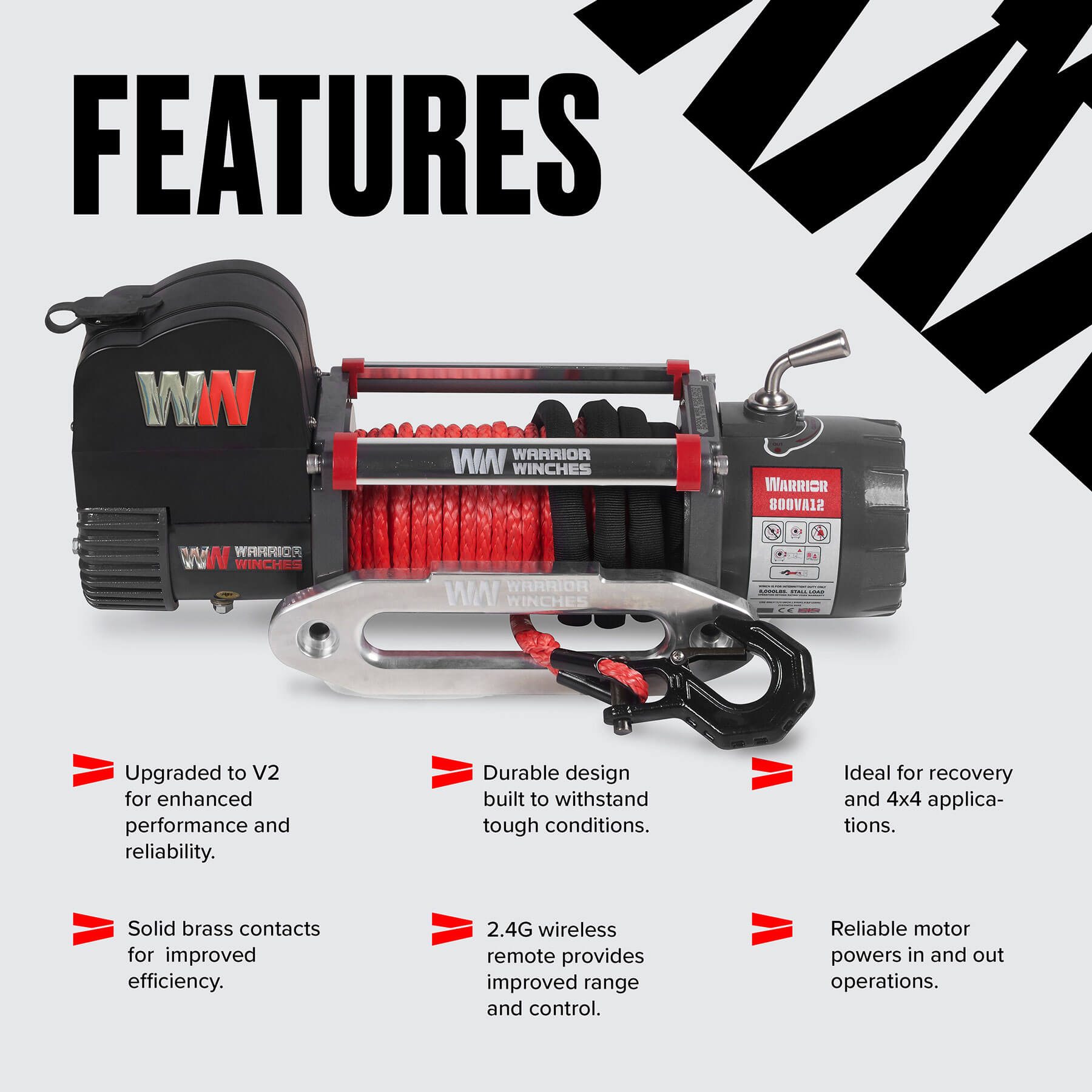 Samurai 8000 Electric Winch - 12v Synthetic Rope - Bimson Power
