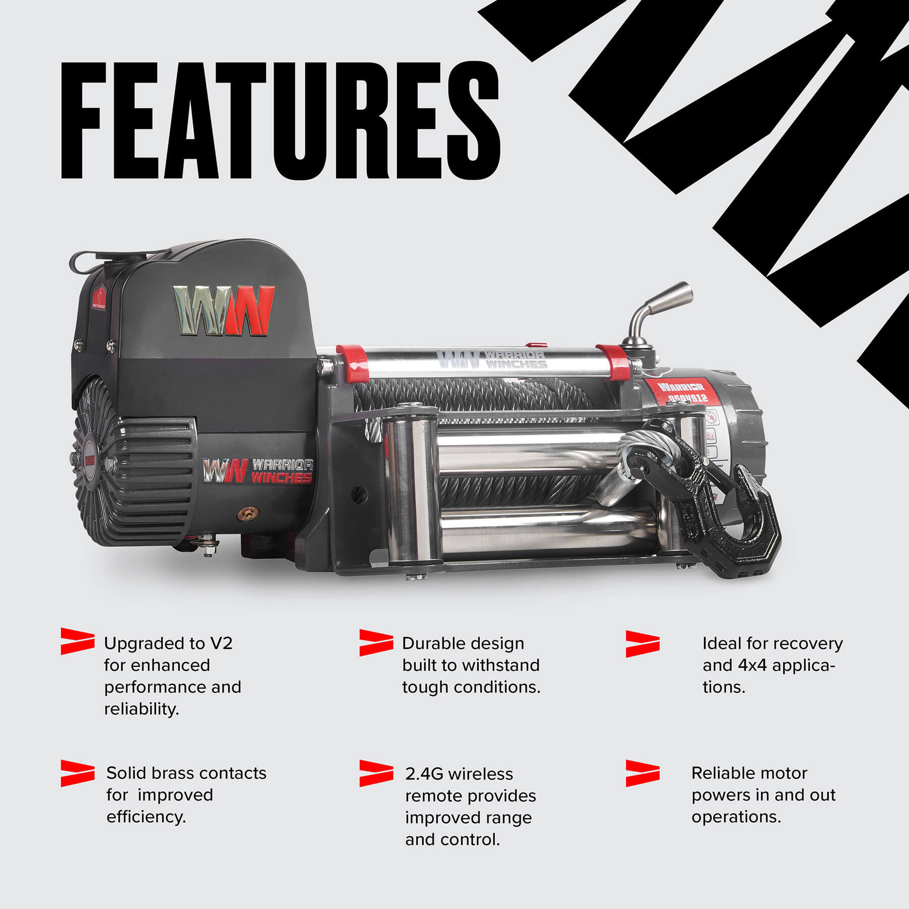 Samurai 9500 Electric Winch - 12v Steel Rope - Bimson Power