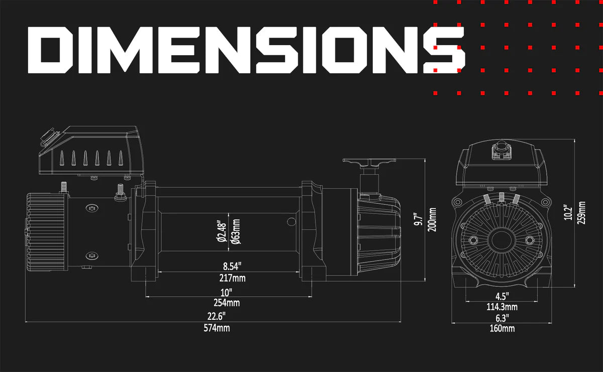 Warrior T1000-100 10000lb Severe Duty Winch