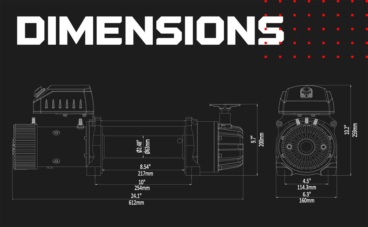 Warrior T1000-145 14500lb Severe Duty Winch