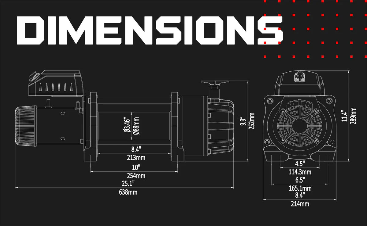 Warrior T1000-2200 22000lb Severe Duty Winch