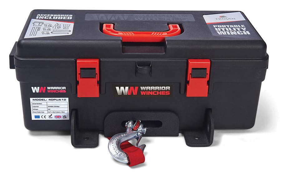 Warrior Trojan Portable 4000lb Electric Winch - Synthetic Rope
