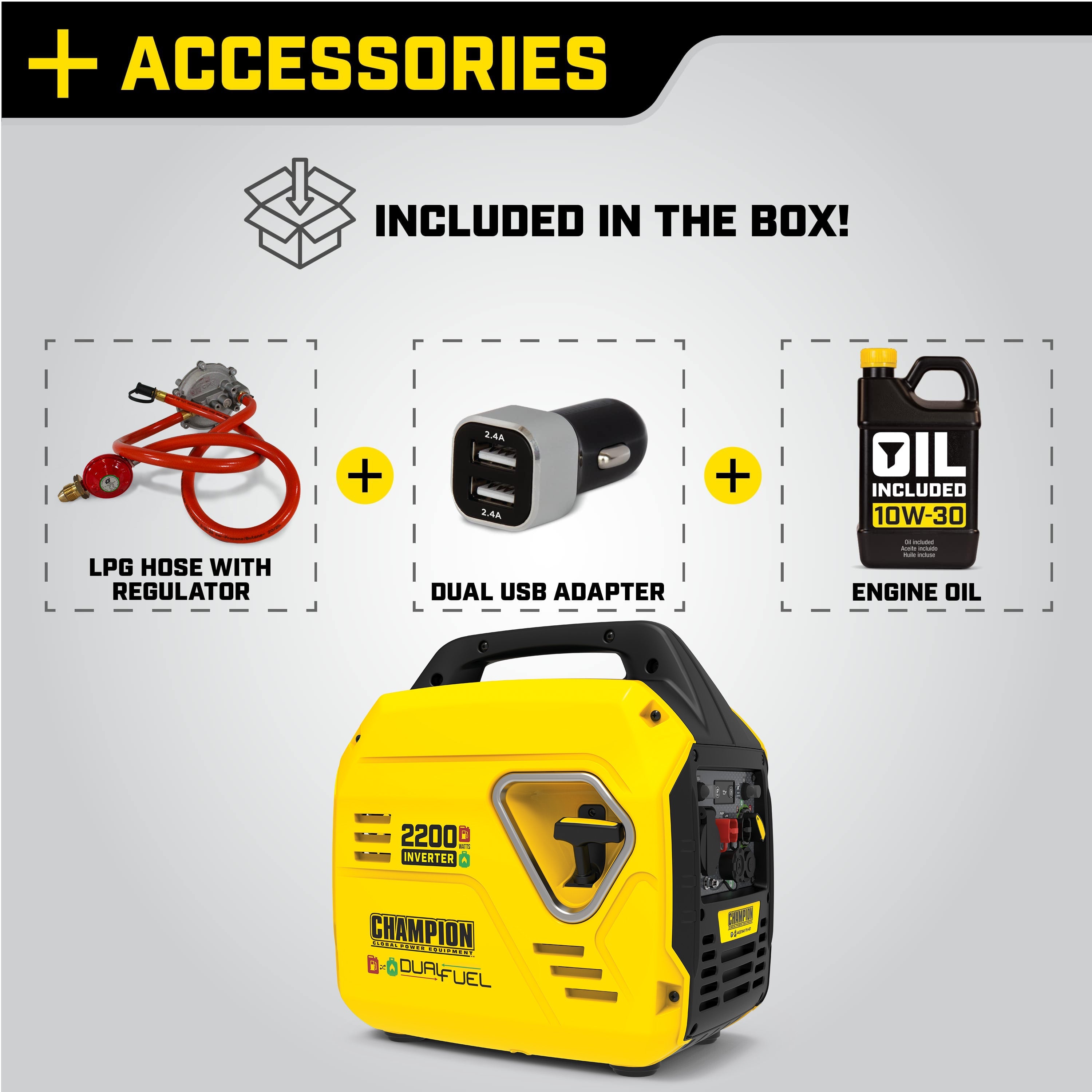 Champion 2200 Watt "Mighty Atom" Dual Fuel Inverter Generator