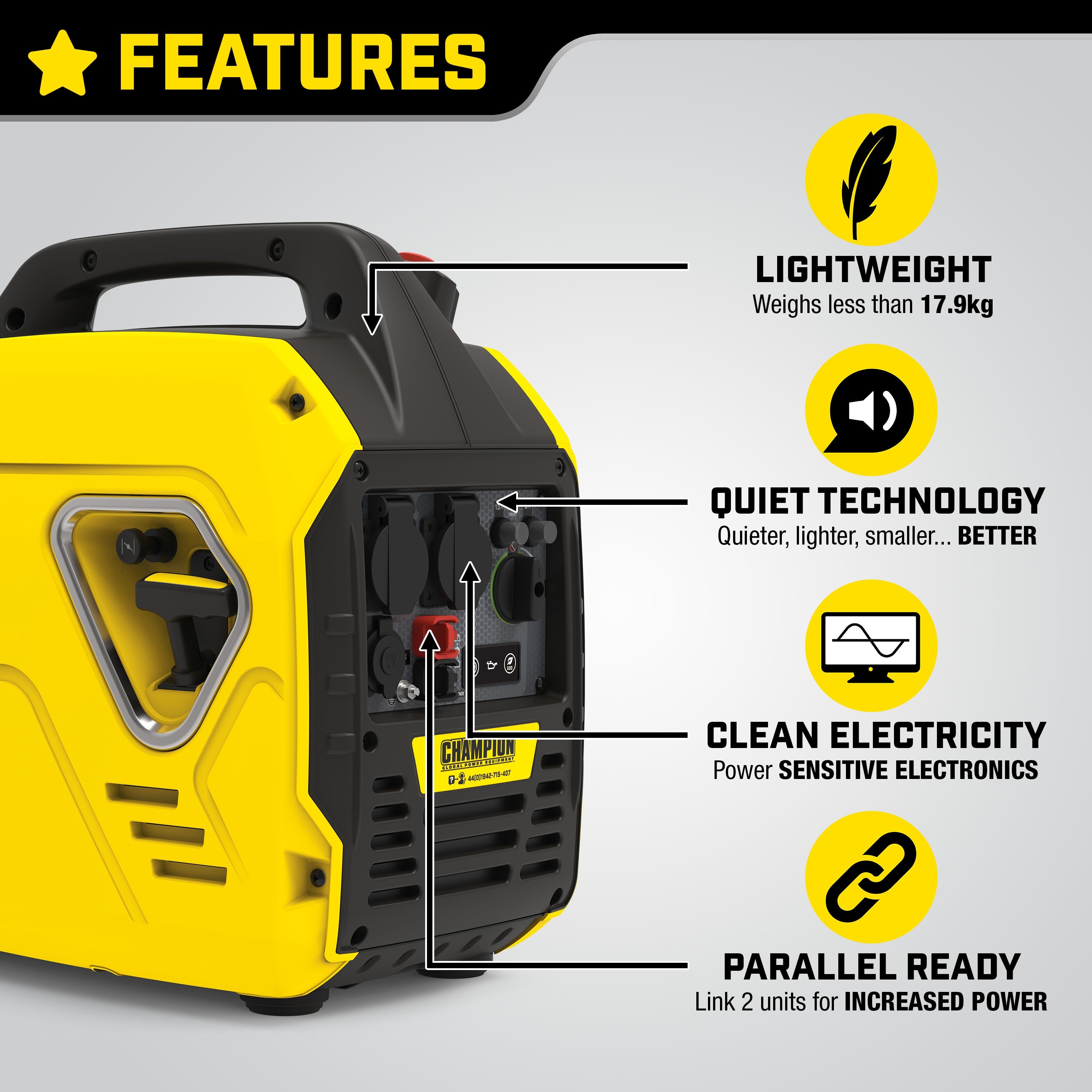 Champion 2200 Watt "Mighty Atom" Petrol Inverter Generator