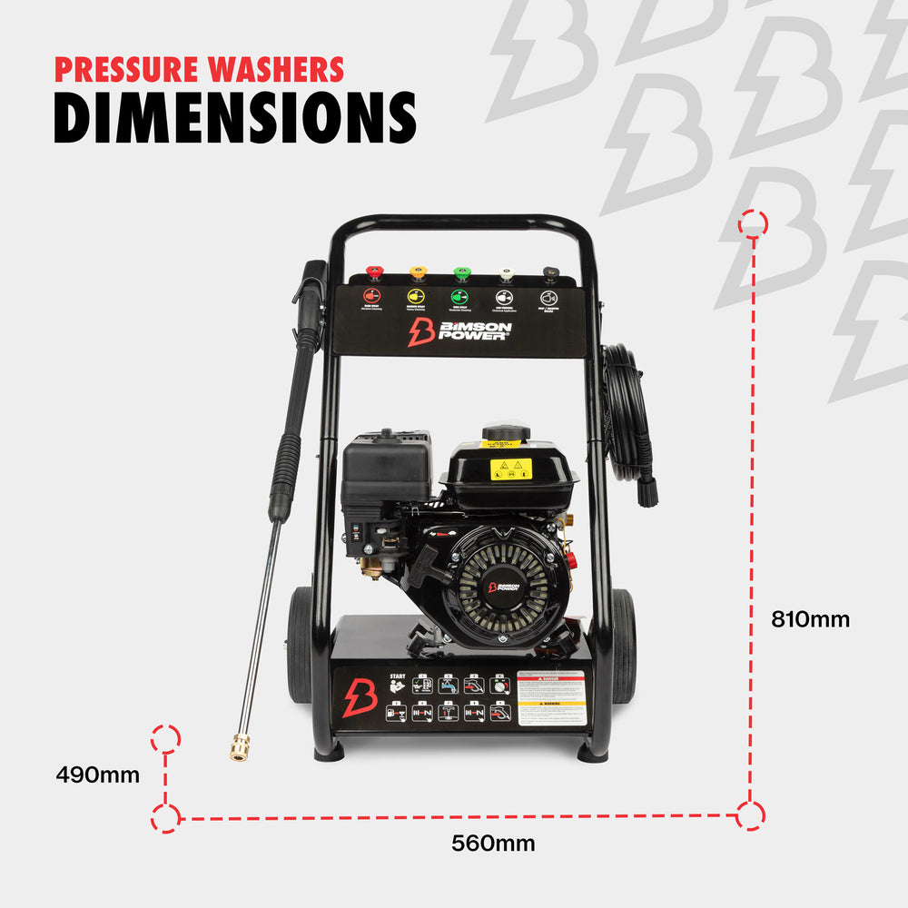 Bimson Power Petrol Pressure Washer 2900 PSI 8m hose