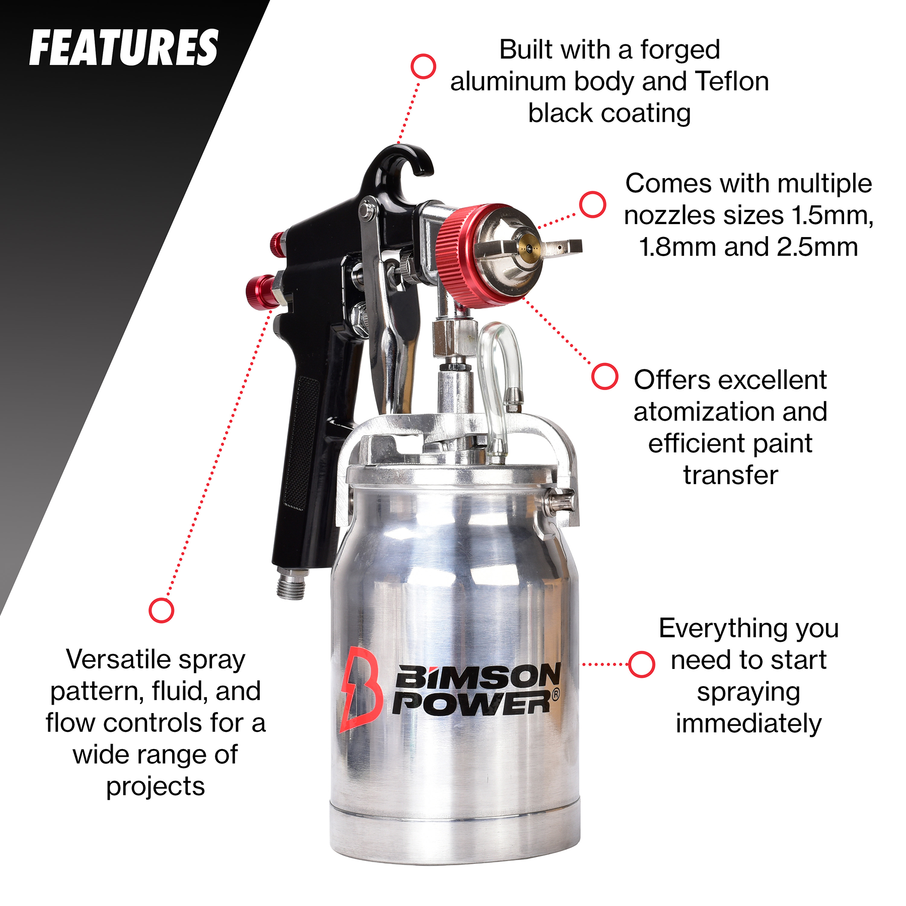 Suction Spray Gun Kit - 3 Nozzle