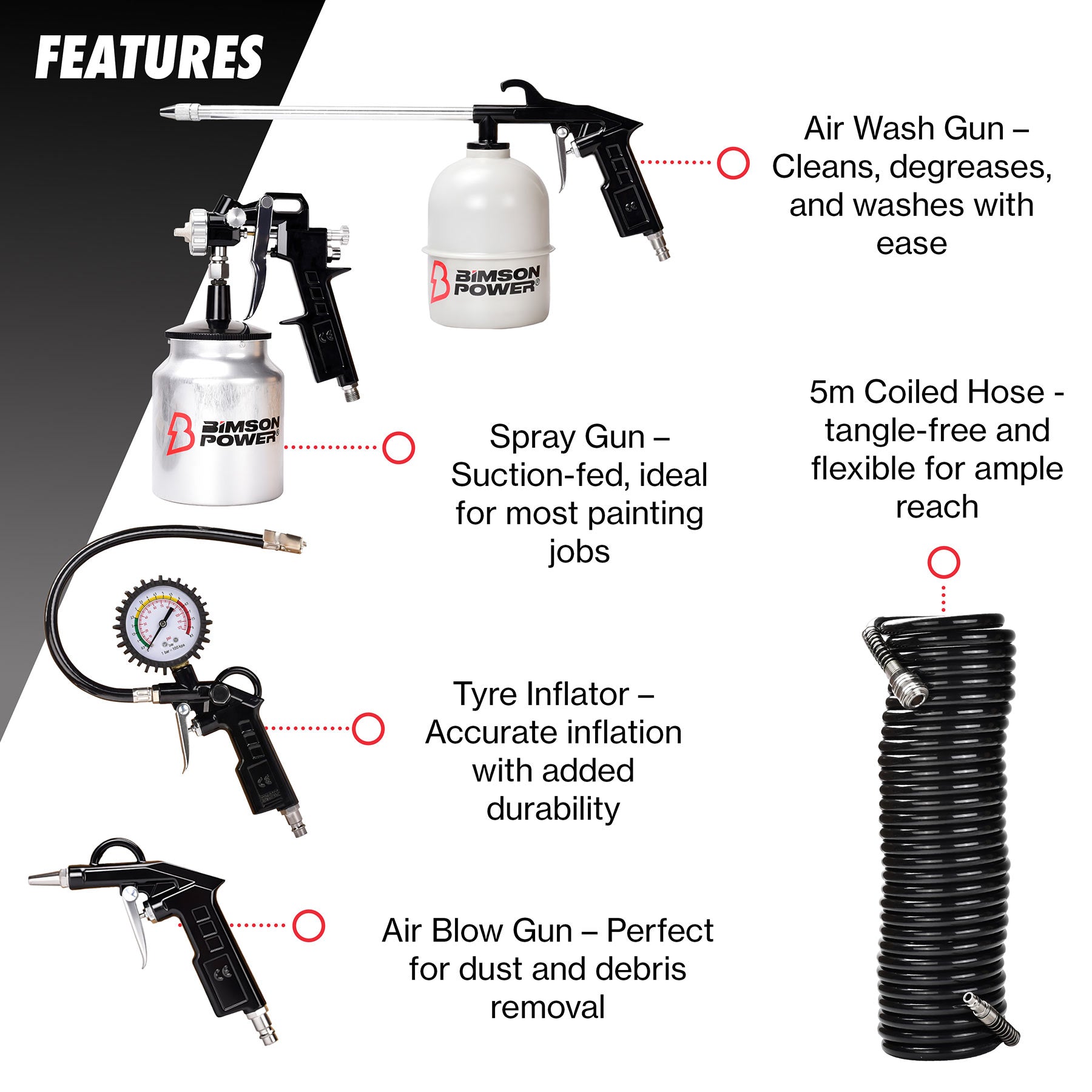 Suction Spray Gun Kit - 5 Piece