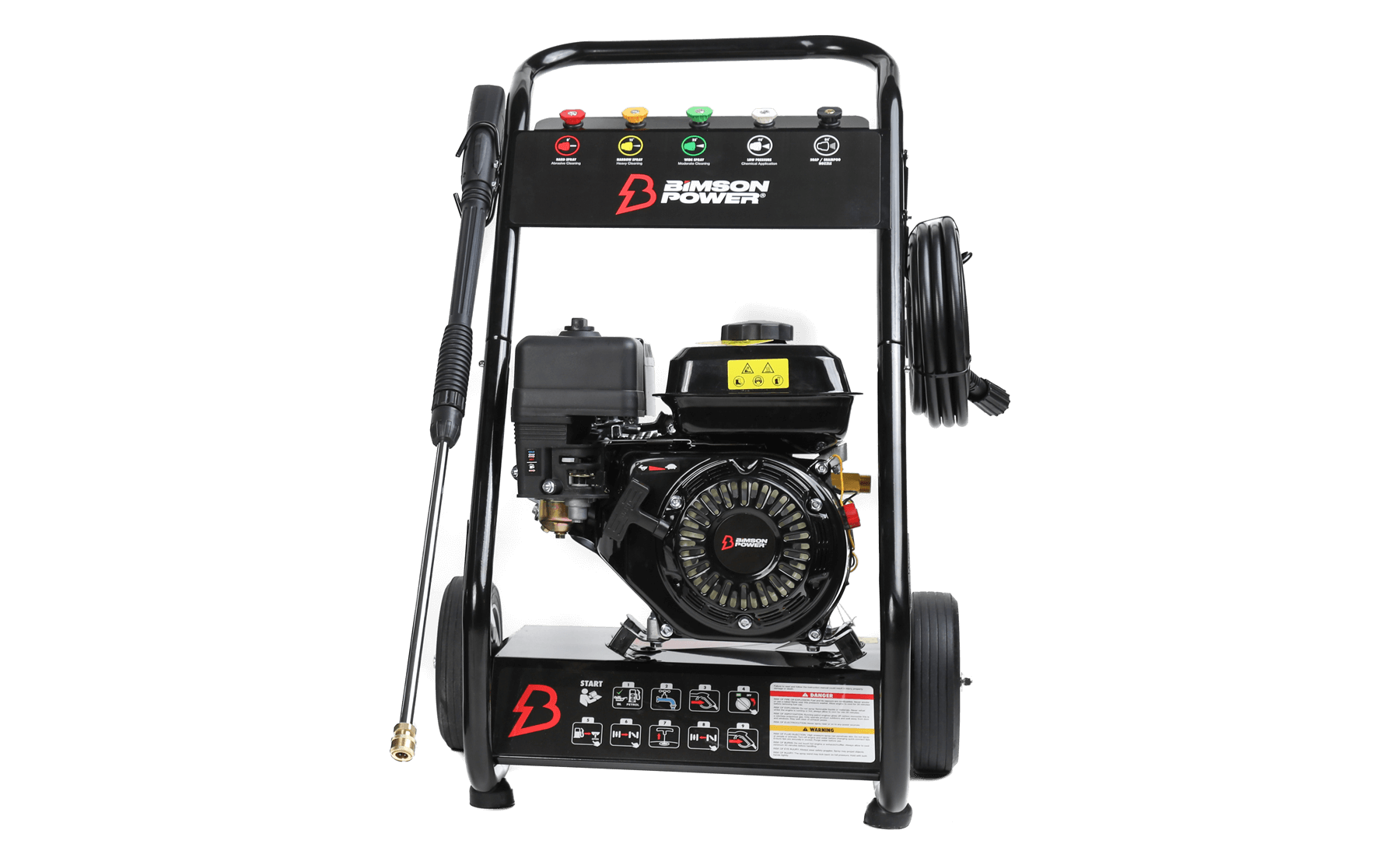 Bimson Power Petrol Pressure Washer 200 Bar (2900 PSI) 9 LPM - 8m hose