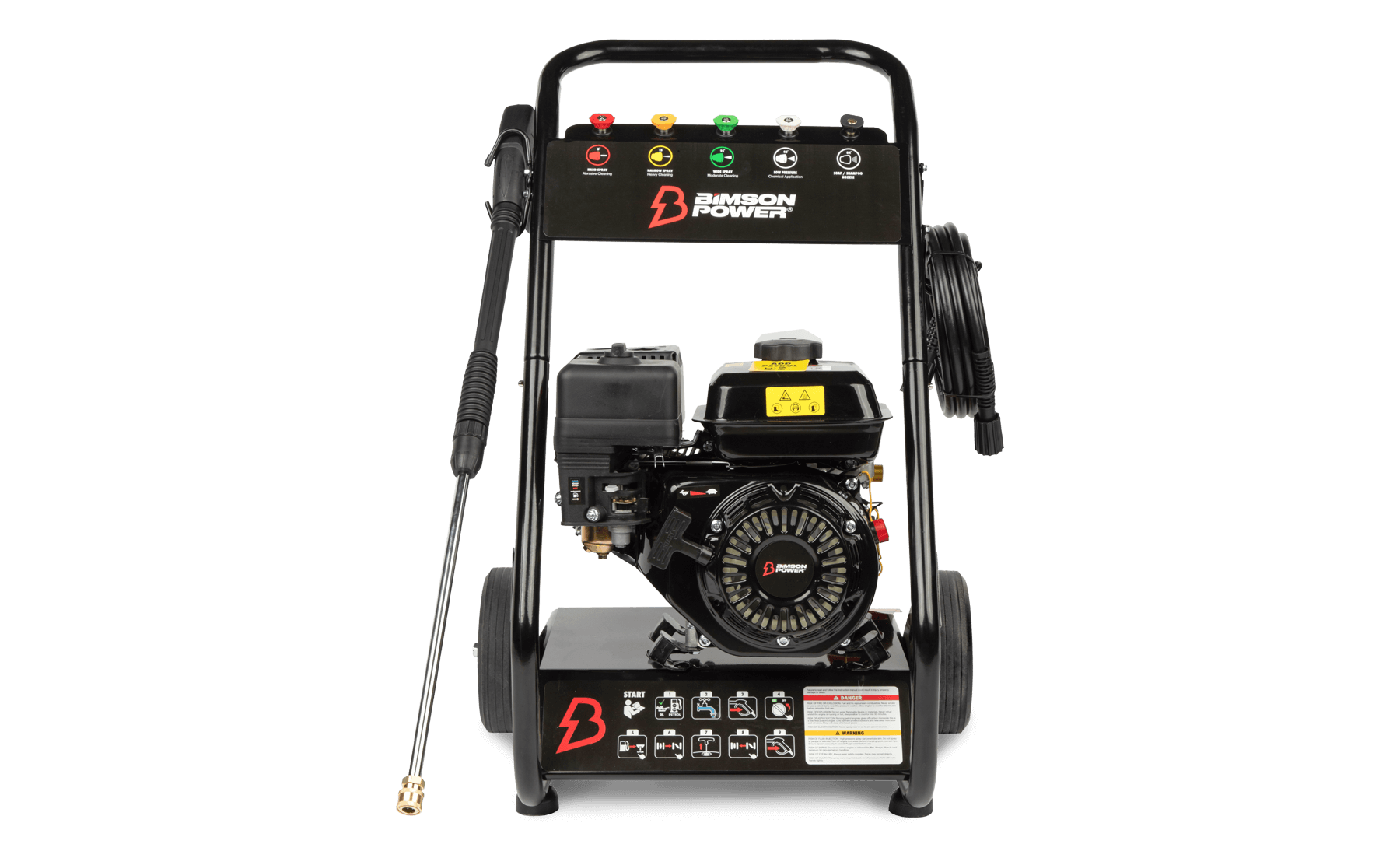Bimson Power Petrol Pressure Washer 200 Bar (2900 PSI) 9 LPM - 8m hose