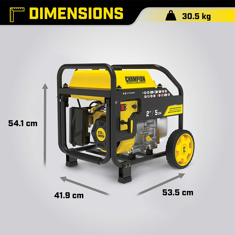 Champion 5cm Clean/Dirty Water Pump with Hose Kit