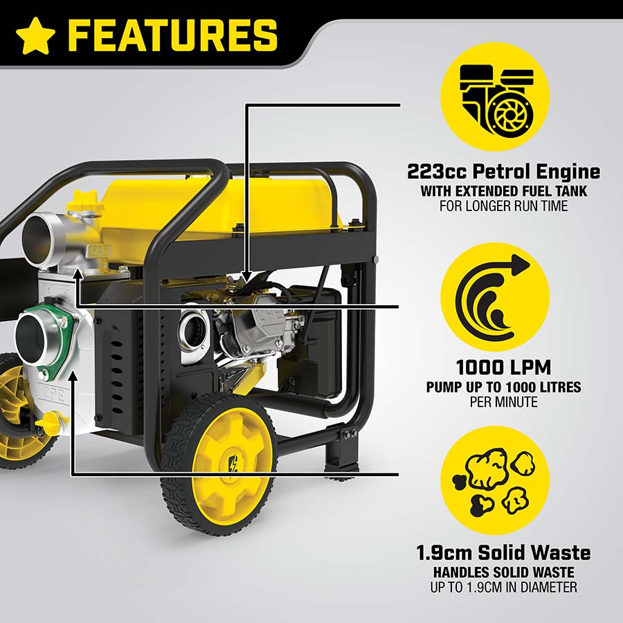 Champion 7.5 cm Clean/Dirty Water Pump with Hose Kit