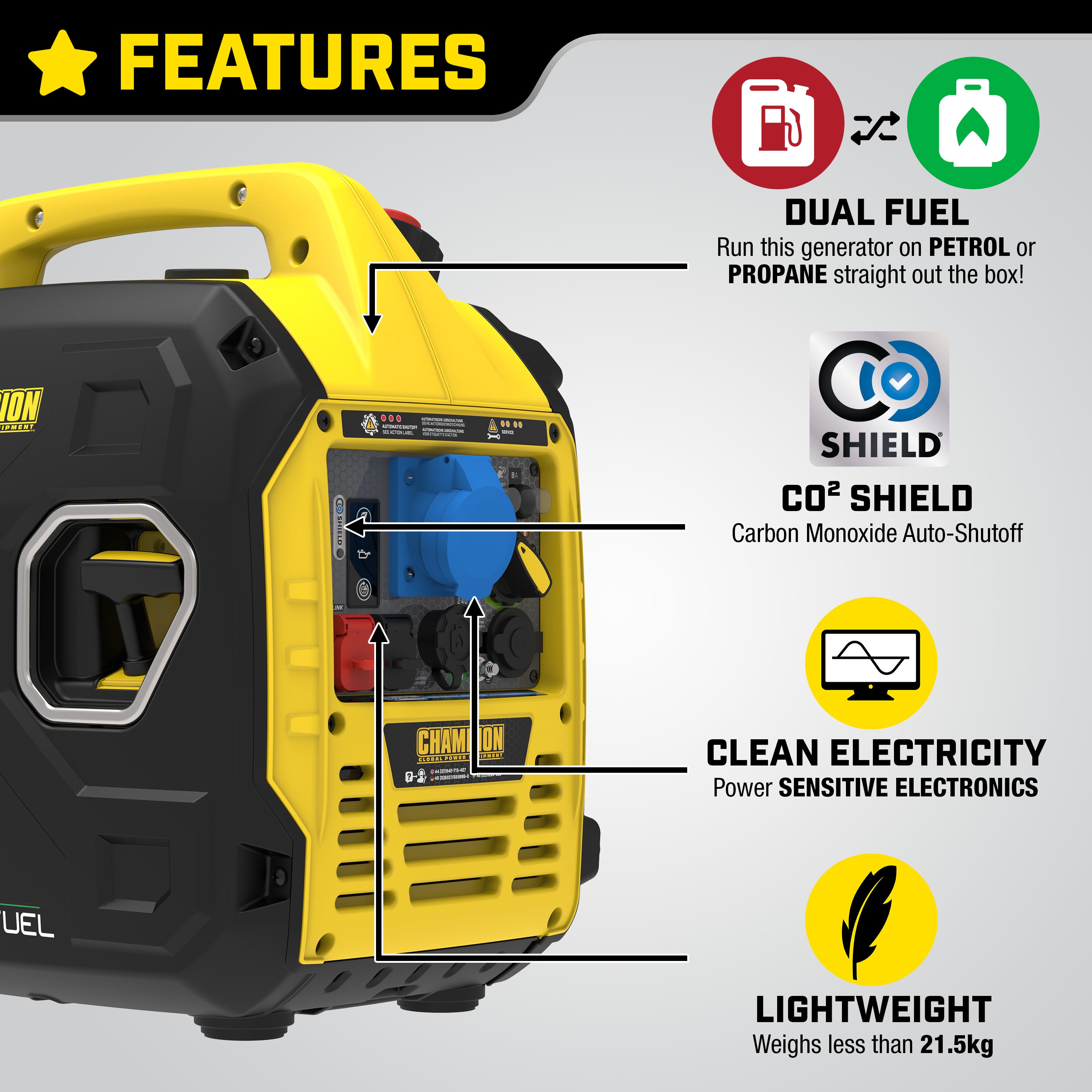 Champion 3000 Watt "Atom Fusion" Dual Fuel Inverter Generator