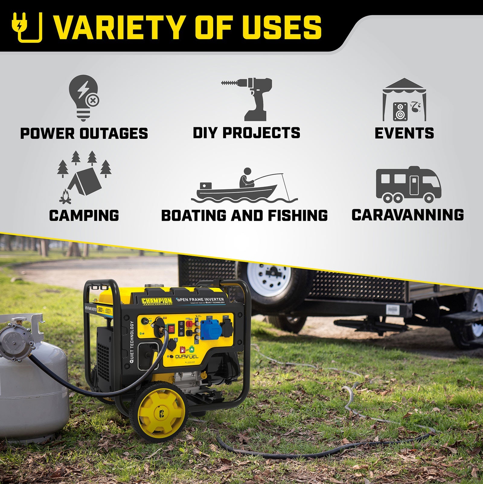 Champion 3600 Watt LPG Dual Fuel Digital Hybrid Inverter