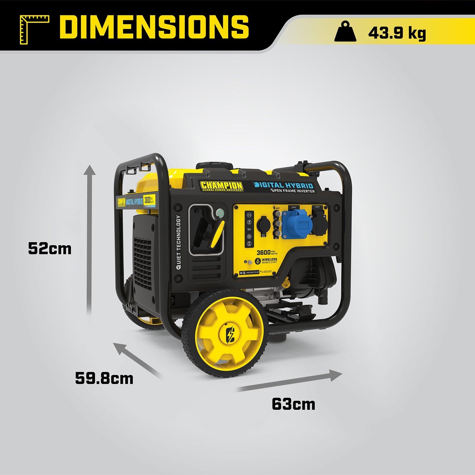 Champion 3600 Watt Digital Hybrid Petrol Inverter