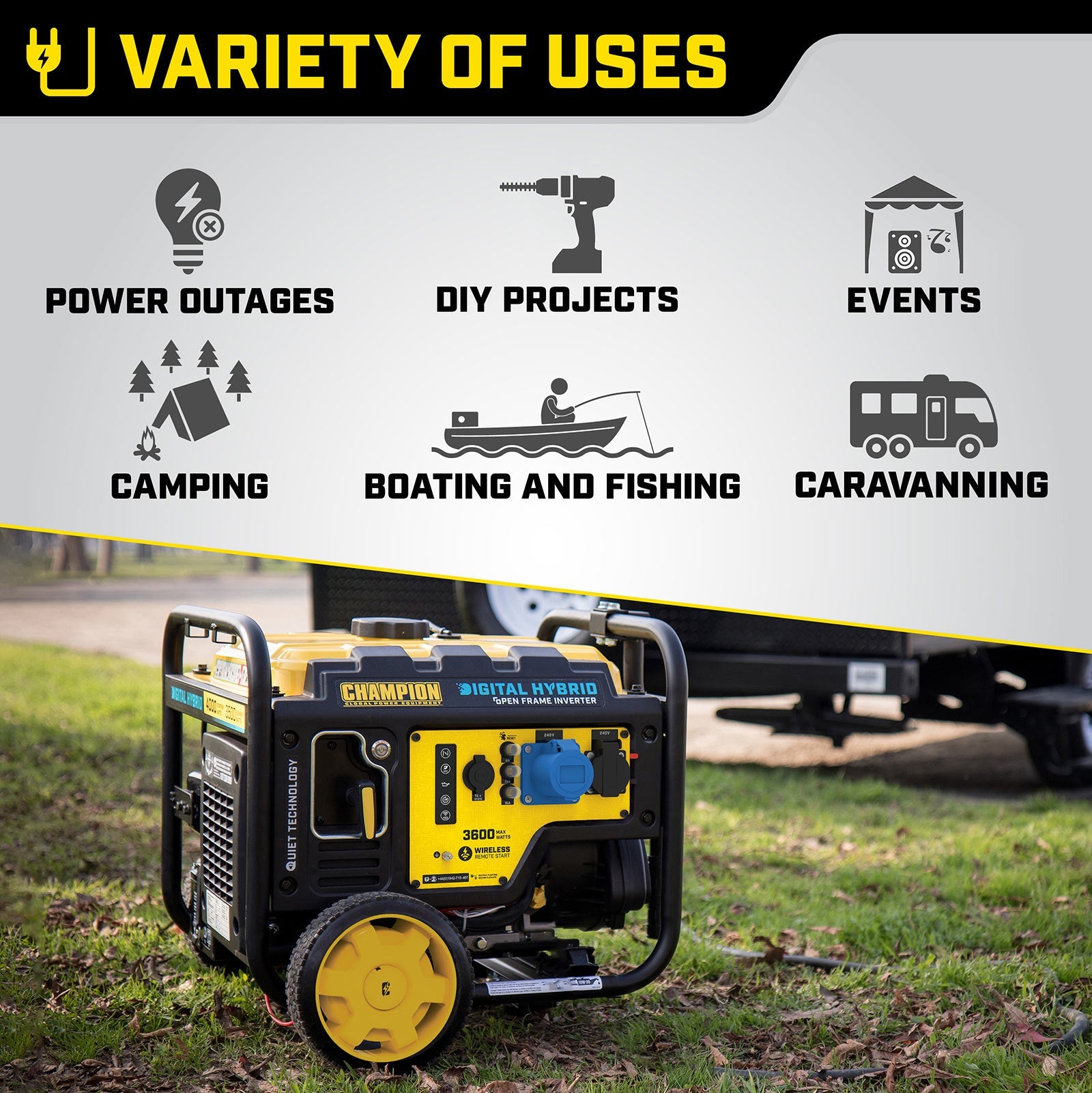 Champion 3600 Watt Digital Hybrid Petrol Inverter